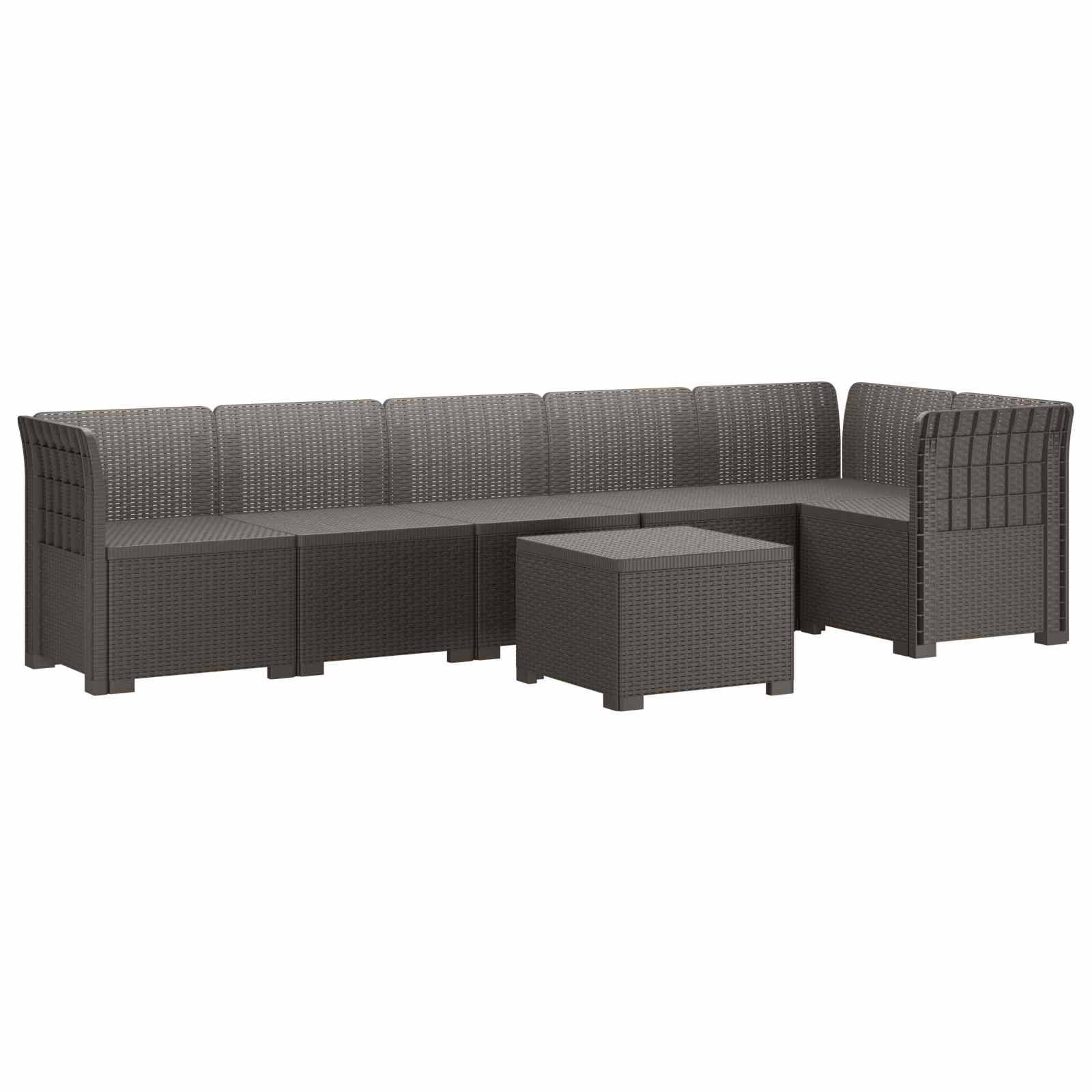 vidaXL 6-Sitzer Garten Sofa Rattan Look PP Hellgrau