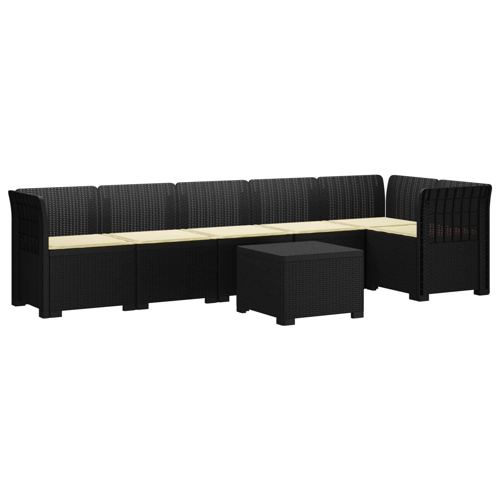 vidaXL 6-Sitzer Garten Sofa mit Kissen Rattan Look PP Anthrazit