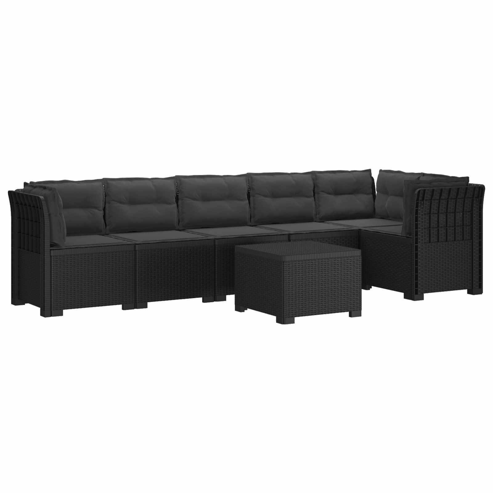 vidaXL 6-Sitzer Garten Sofa mit Kissen Rattan Look PP Anthrazit