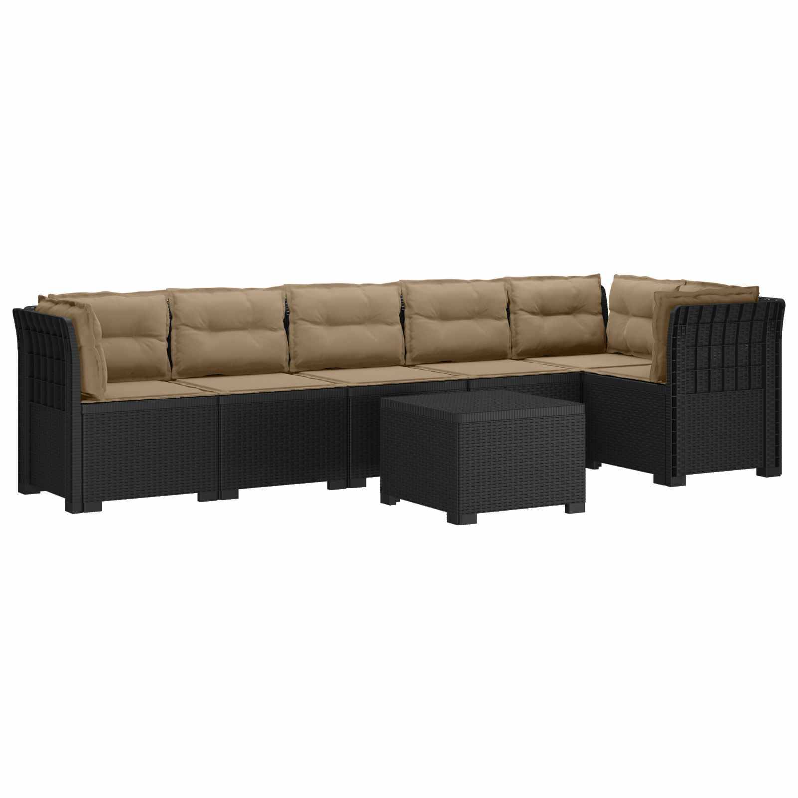 vidaXL 6-Sitzer Garten Sofa mit Kissen Rattan Look PP Anthrazit