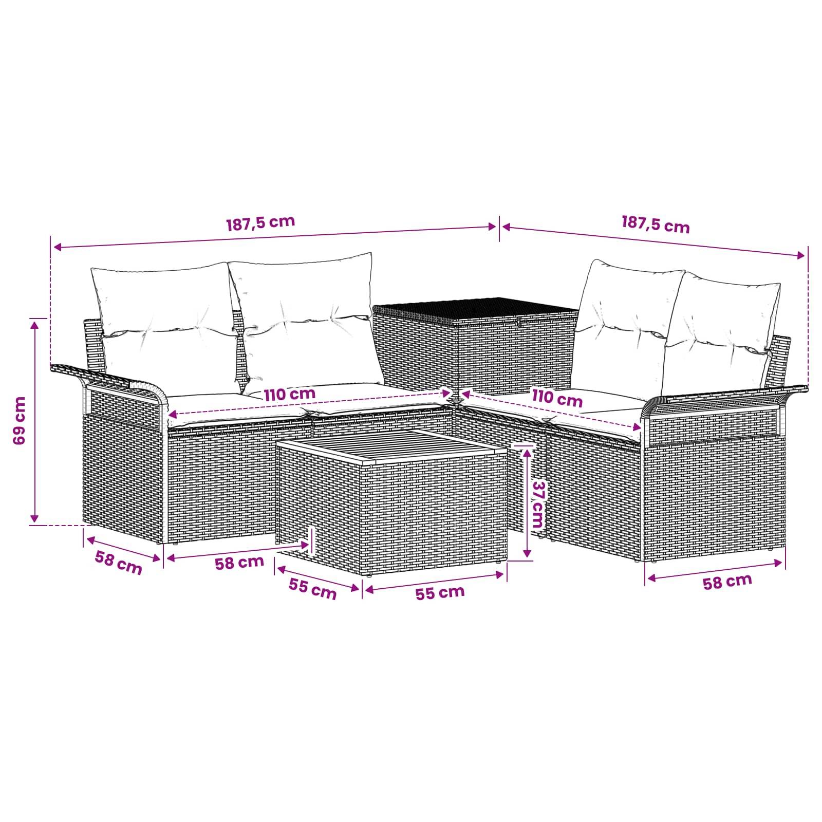 vidaXL Sofa Set 6 pcs 4-Sitzanzahl Beige und Cremeweiß