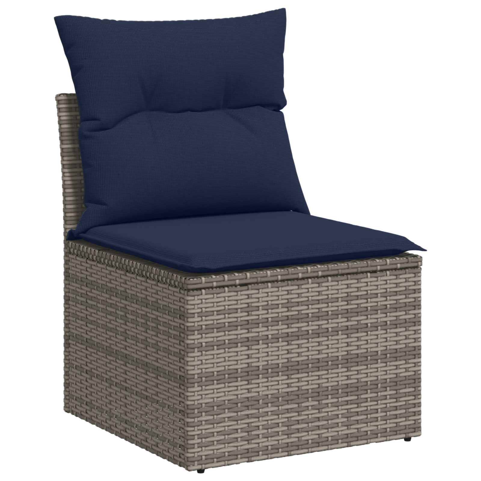vidaXL Sofa Set 5 stk. Grau und Marineblau Polyrattan und Stahl
