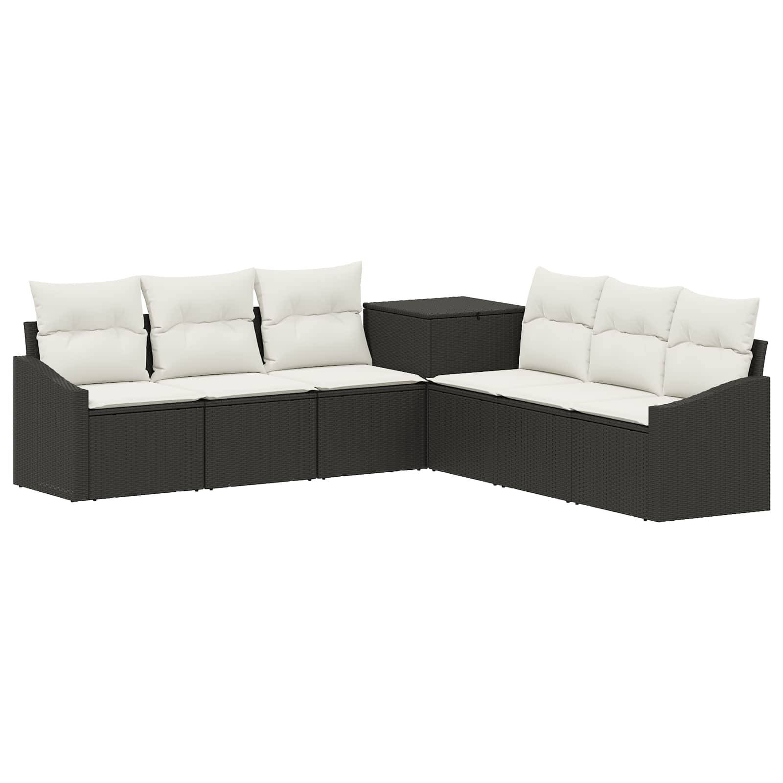 vidaXL Sofa Set 7 pcs Schwarz und Cremeweiß Polyrattan und Stahl