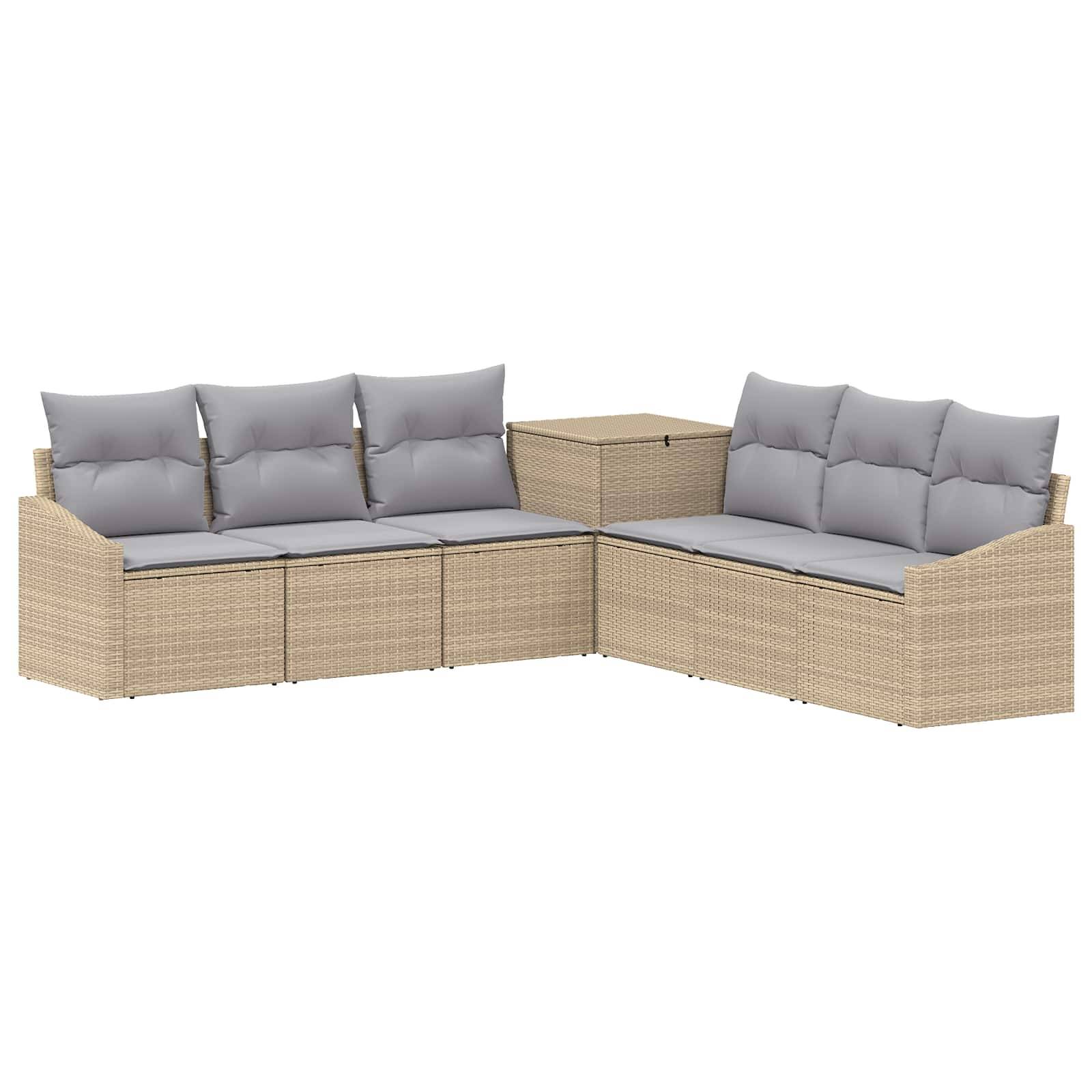 vidaXL Sofa Set 7 pcs Beige und Hellgrau Polyrattan und Stahl