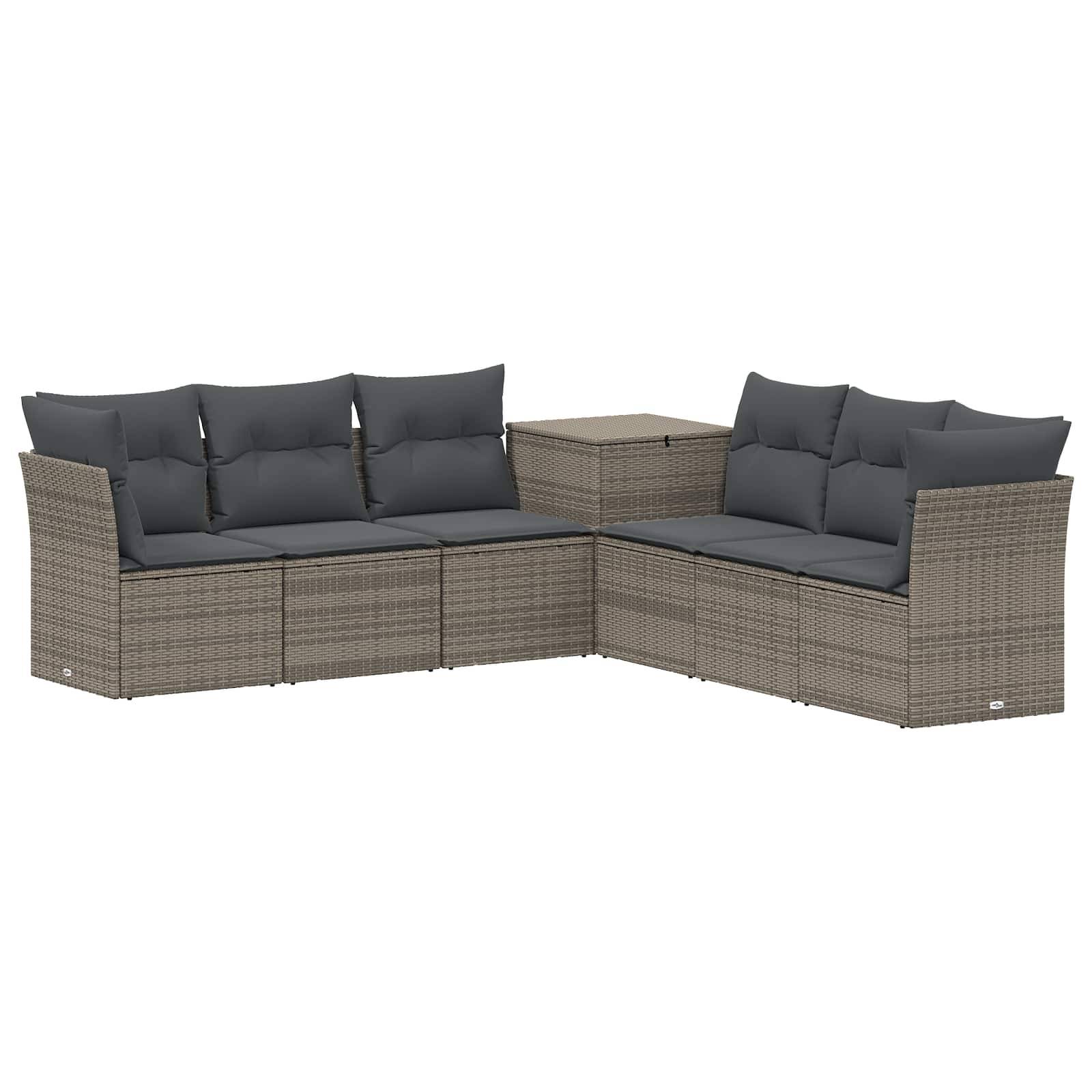 vidaXL Sofa Set 7 pcs Grau und Dunkelgrau Polyrattan und Stahl