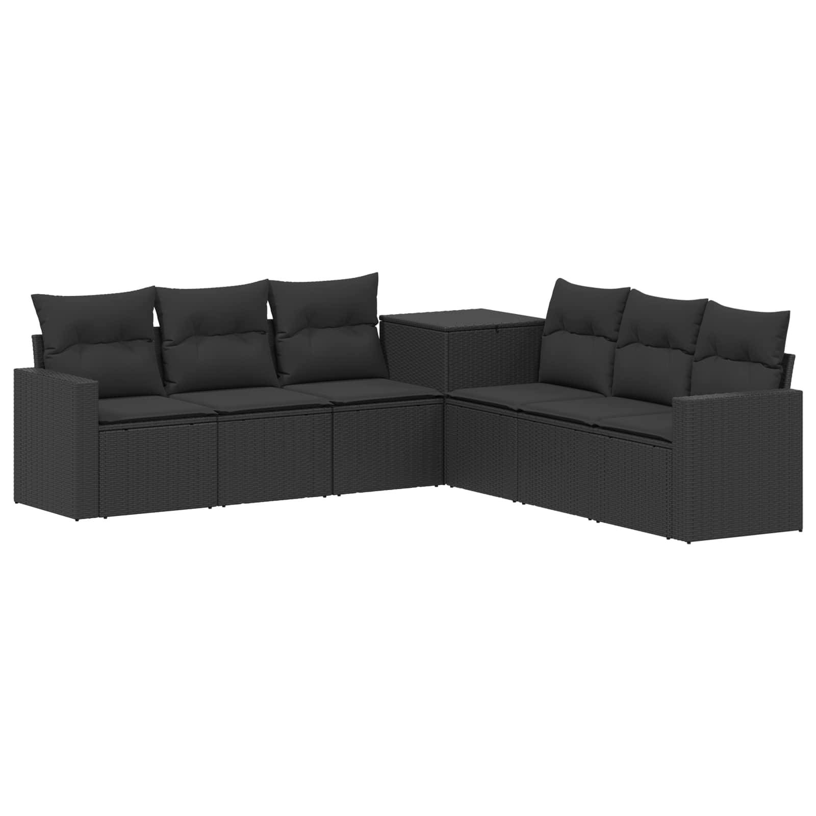 vidaXL Sofa Set 7 pcs Schwarz Polyrattan und Stahl