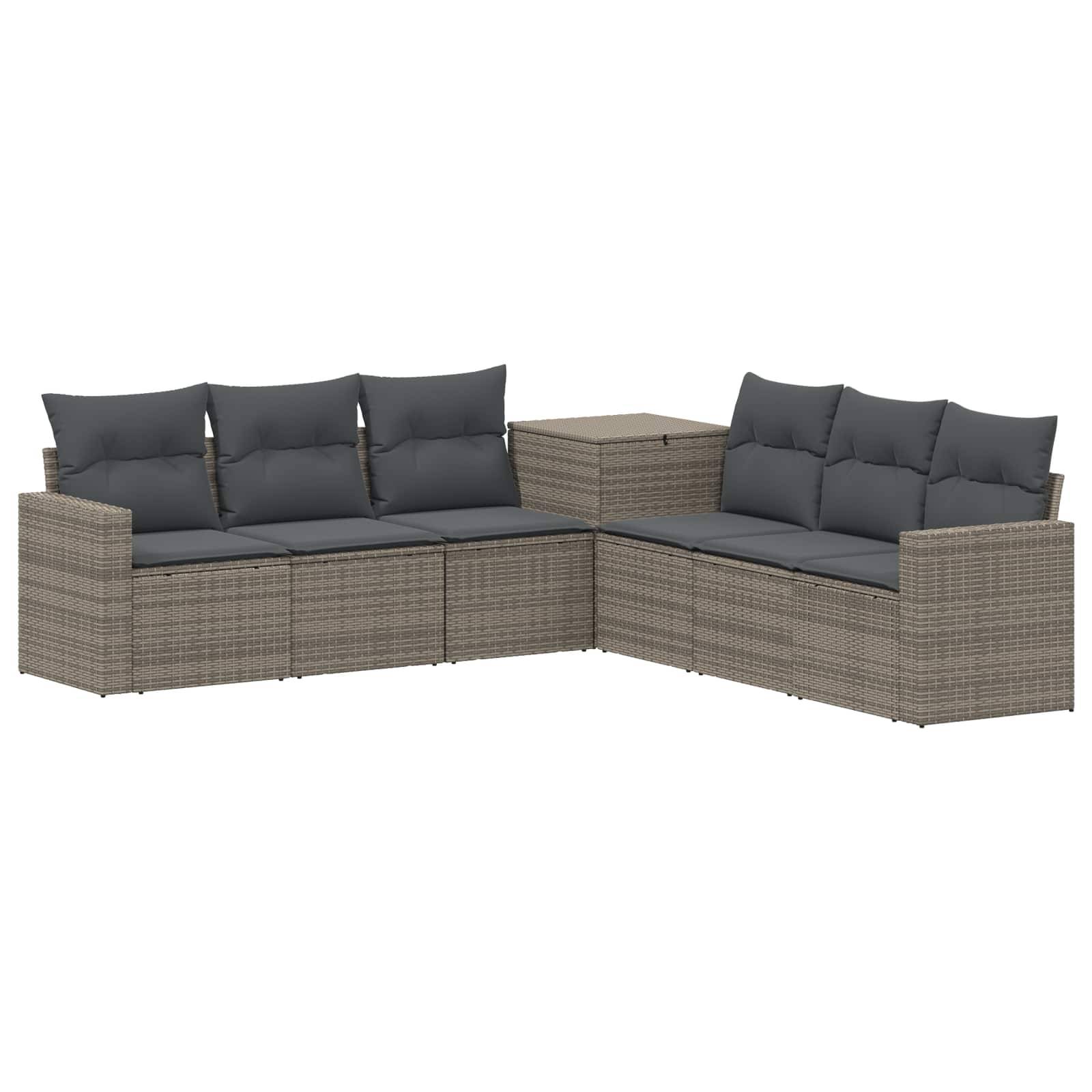 vidaXL Sofa Set 7 pcs Grau und Dunkelgrau Polyrattan und Stahl