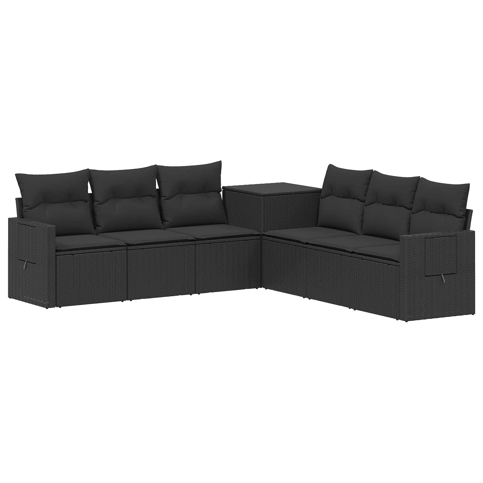 vidaXL Sofa Set 7 pcs Schwarz Polyrattan und Stahl