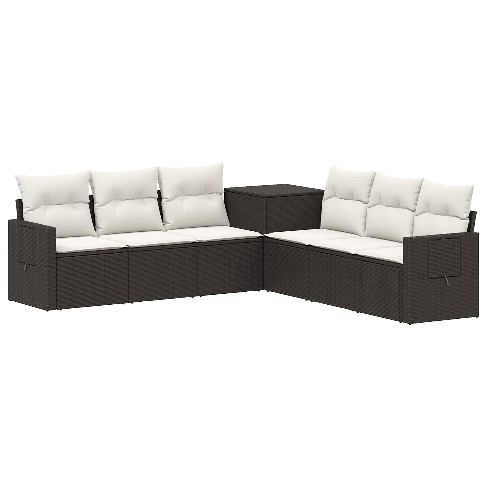 vidaXL Sofa Set 7 pcs Schwarz und Cremeweiß Polyrattan und Stahl