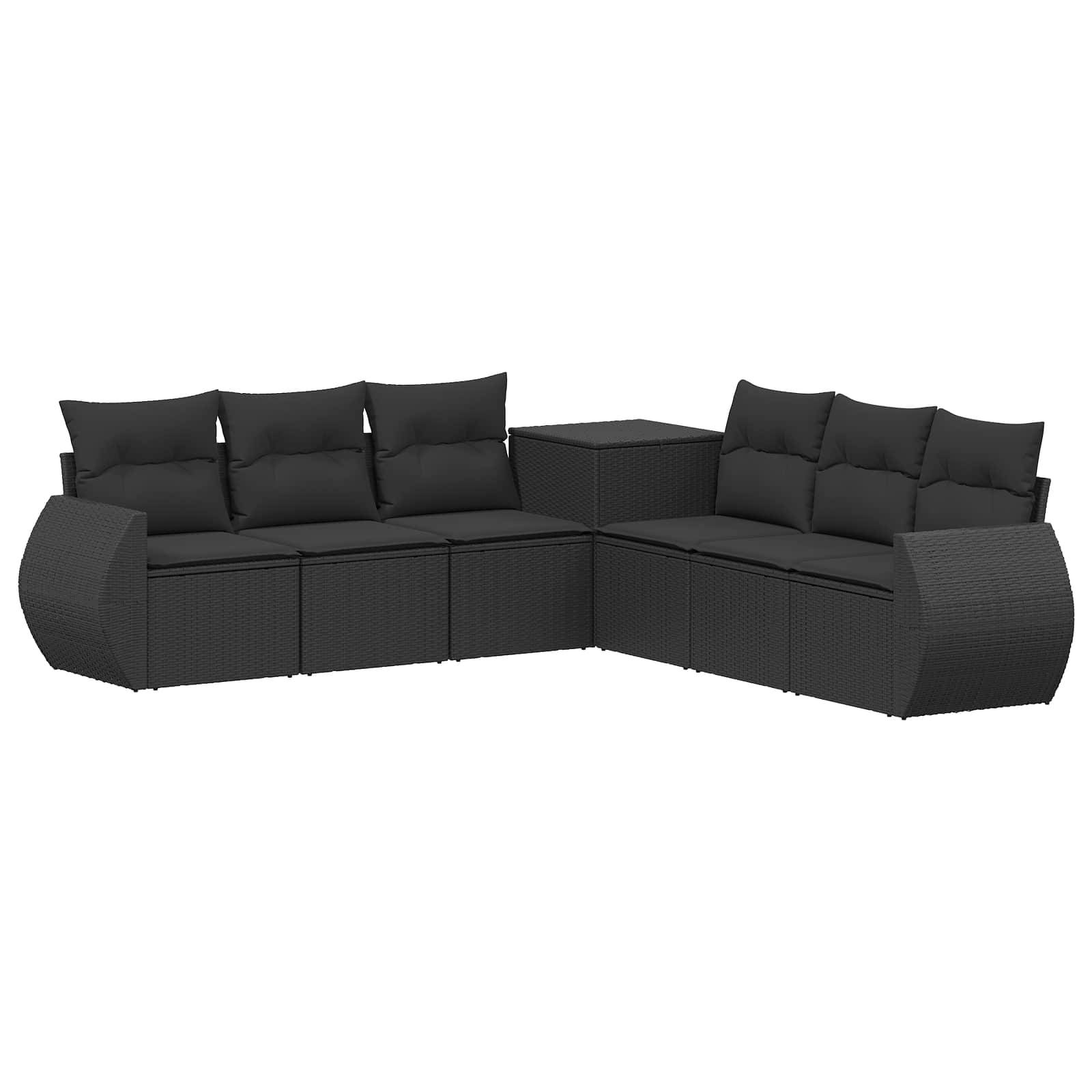vidaXL Sofa Set 7 pcs Schwarz Polyrattan und Stahl