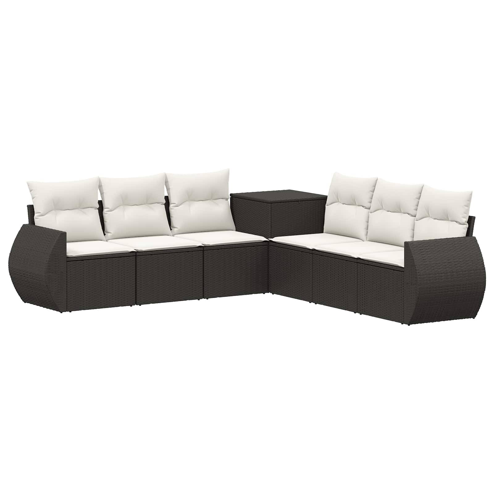 vidaXL Sofa Set 7 pcs Schwarz und Cremeweiß Polyrattan und Stahl