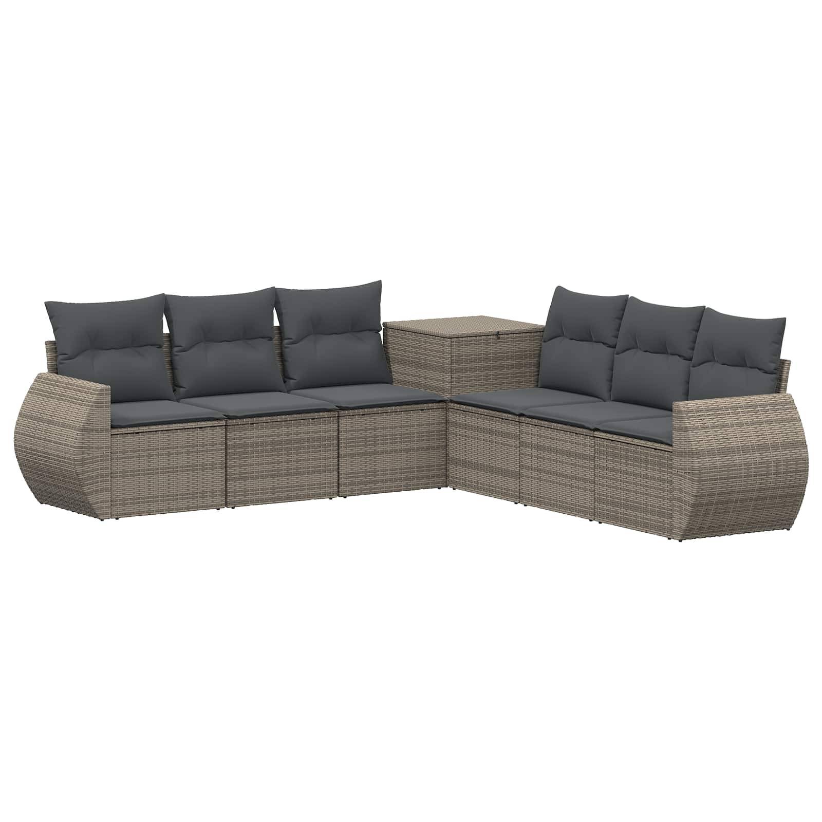 vidaXL Sofa Set 7 pcs Grau und Dunkelgrau Polyrattan und Stahl