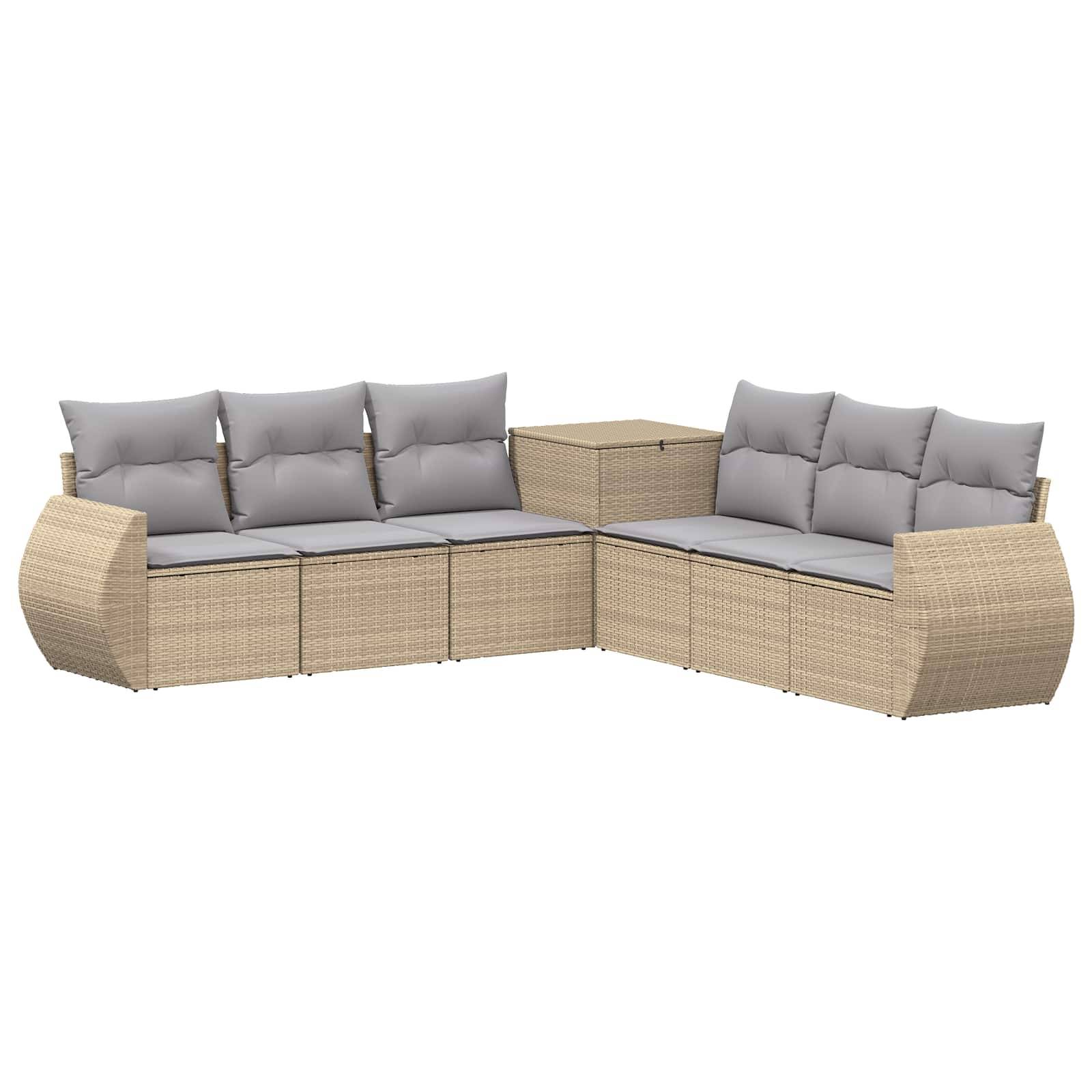 vidaXL Sofa Set 7 pcs Beige und Hellgrau Polyrattan und Stahl