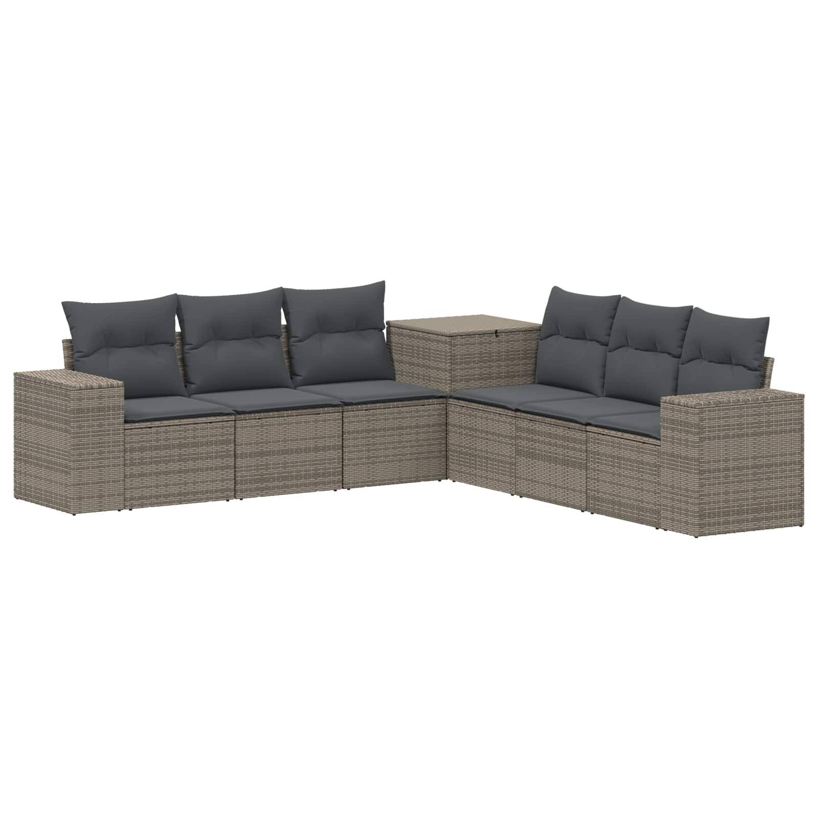 vidaXL Sofa Set 7 pcs Grau und Dunkelgrau Polyrattan und Stahl