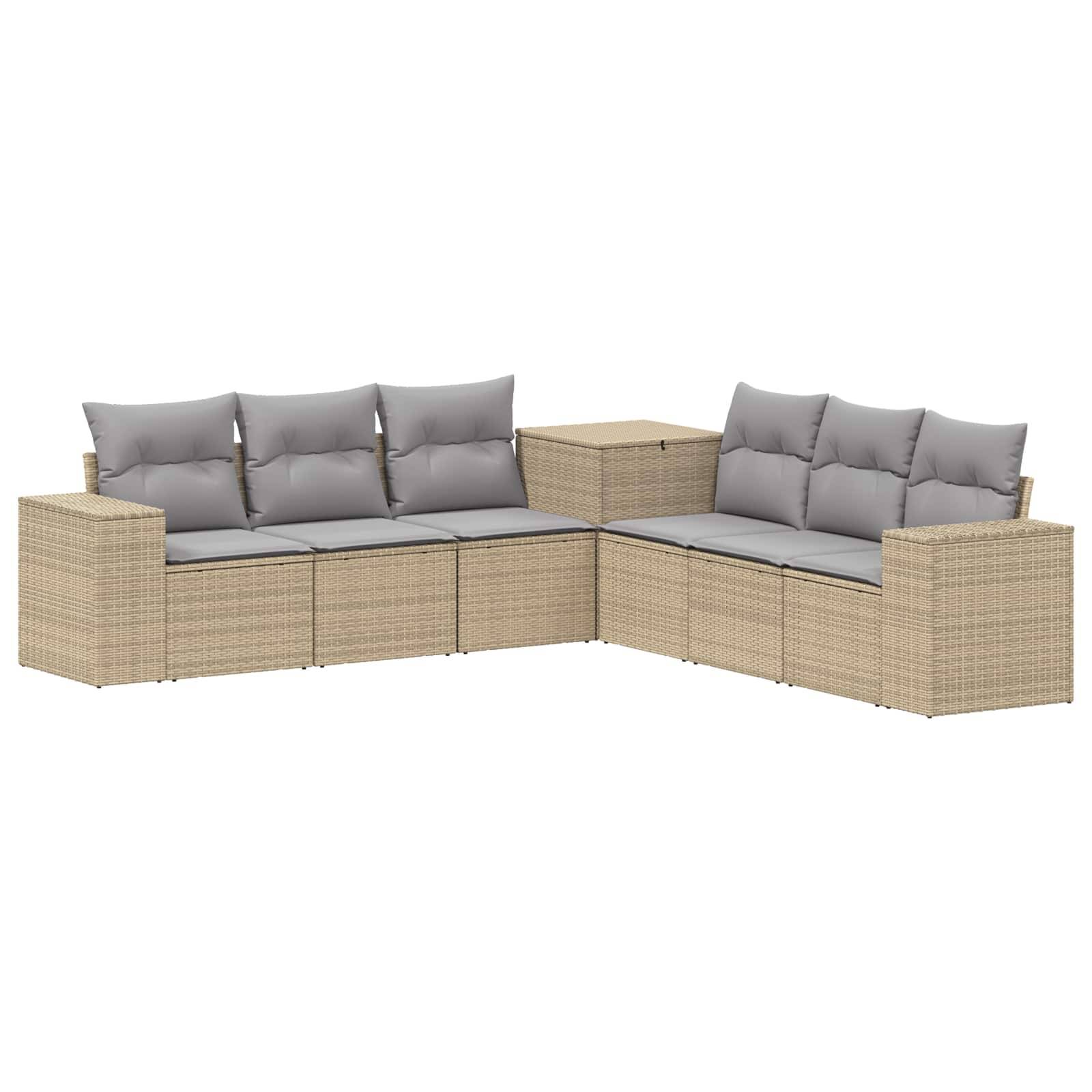 vidaXL Sofa Set 7 pcs Beige und Hellgrau Polyrattan und Stahl