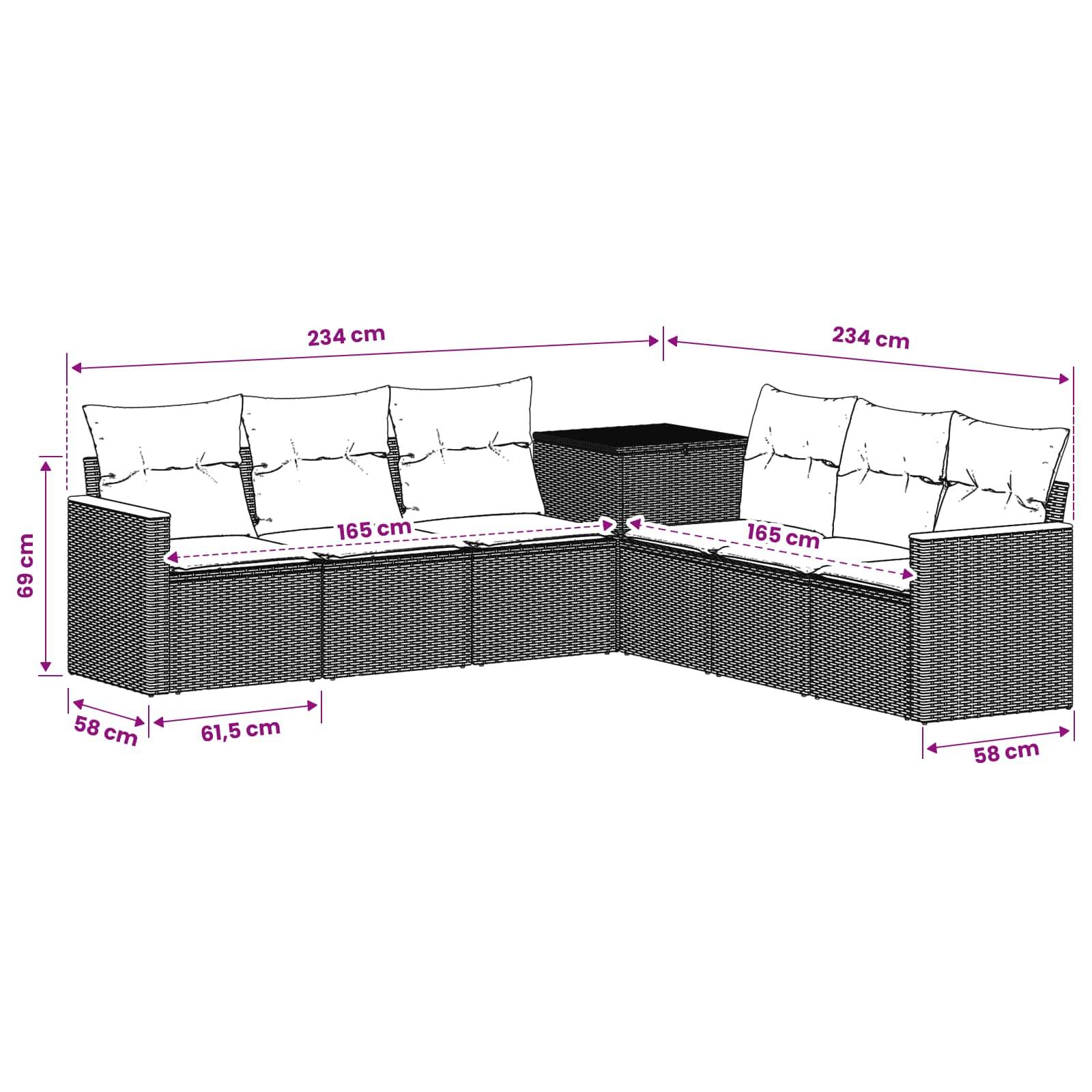vidaXL Sofa Set 7 pcs Beige und Hellgrau Polyrattan und Stahl