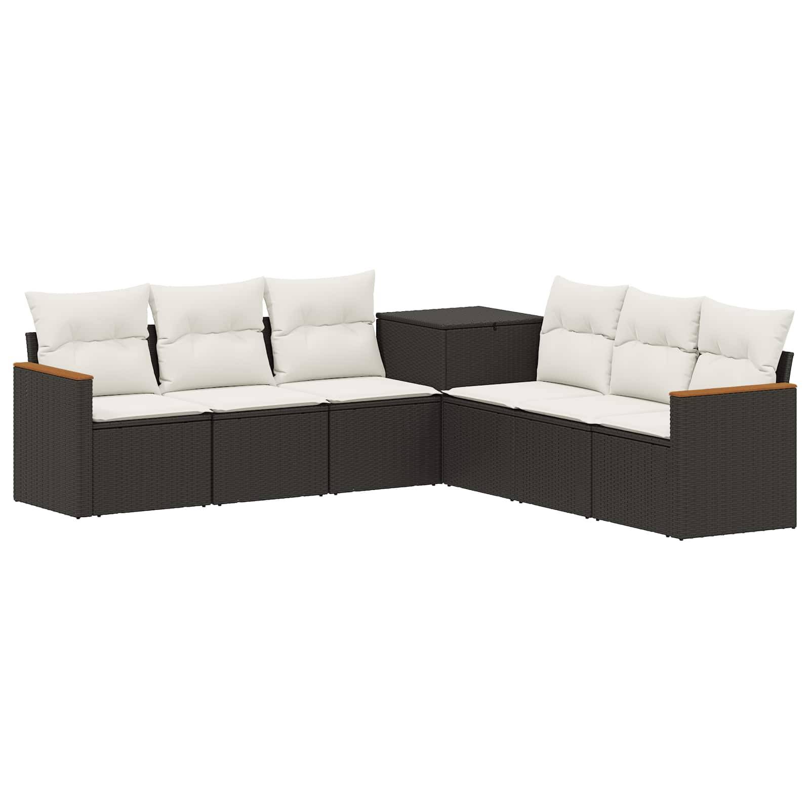 vidaXL Sofa Set 7 pcs Schwarz und Cremeweiß Polyrattan und Stahl