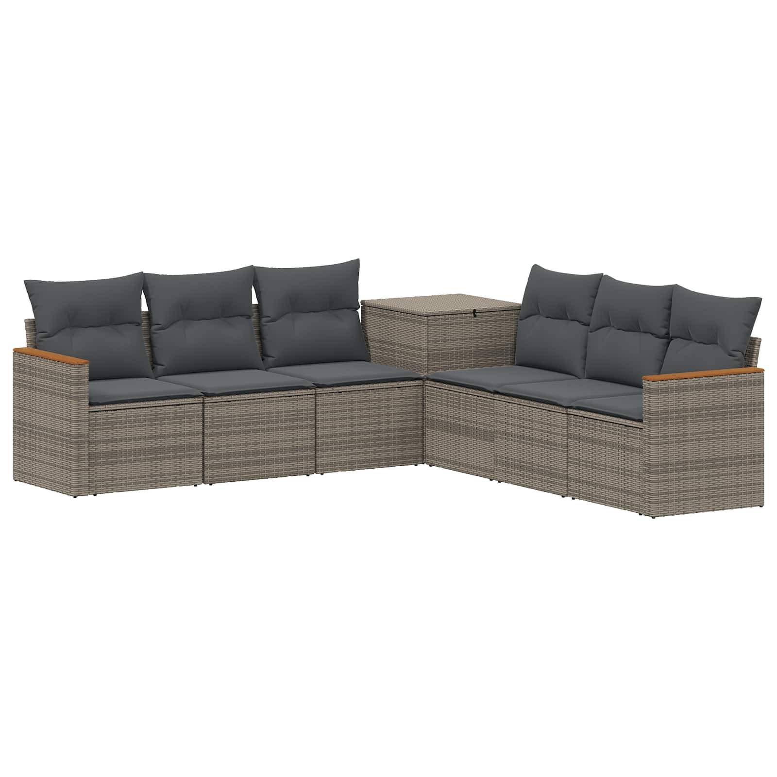 vidaXL Sofa Set 7 pcs Grau und Dunkelgrau Polyrattan und Stahl