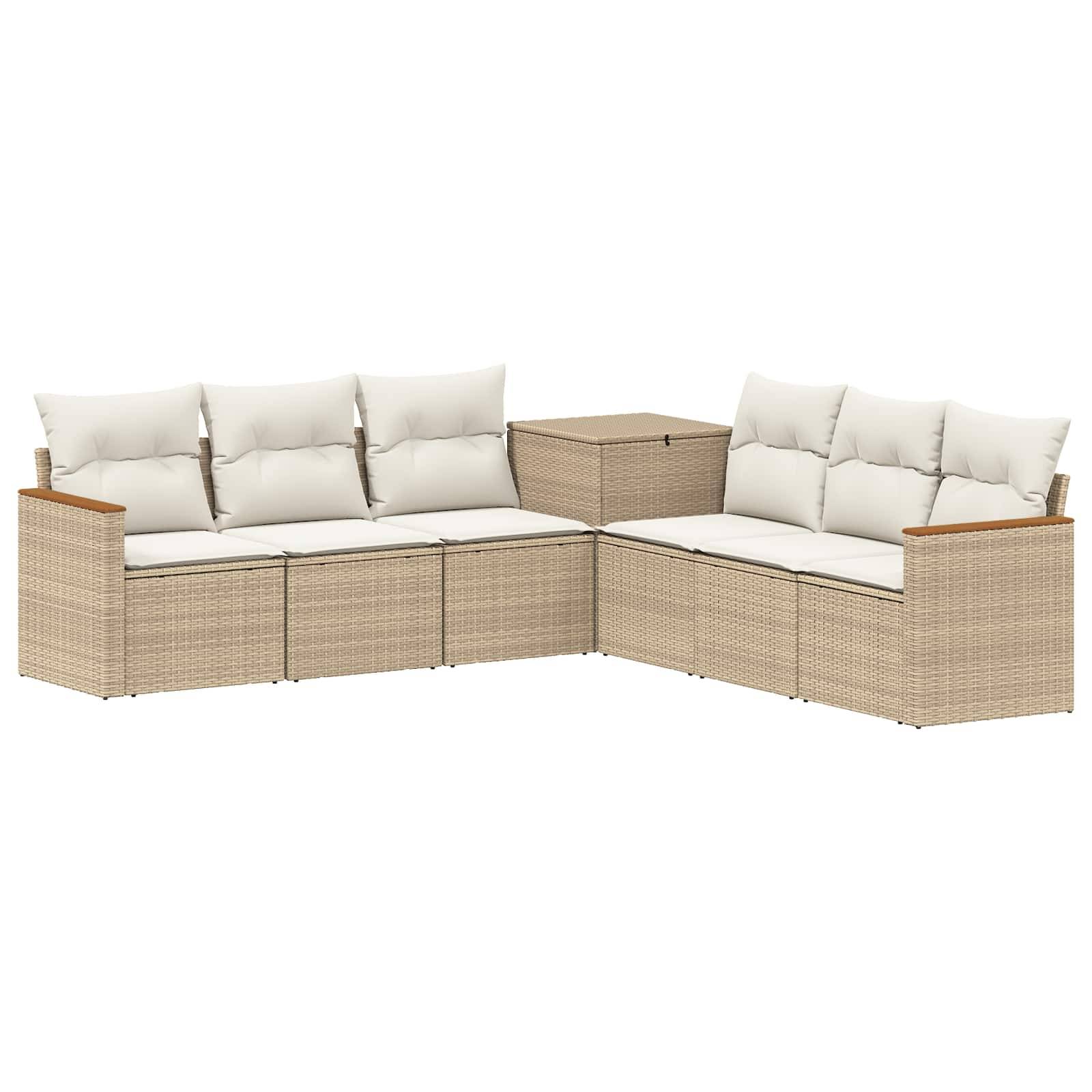vidaXL Sofa Set 7 pcs Beige und Cremeweiß Polyrattan und Stahl