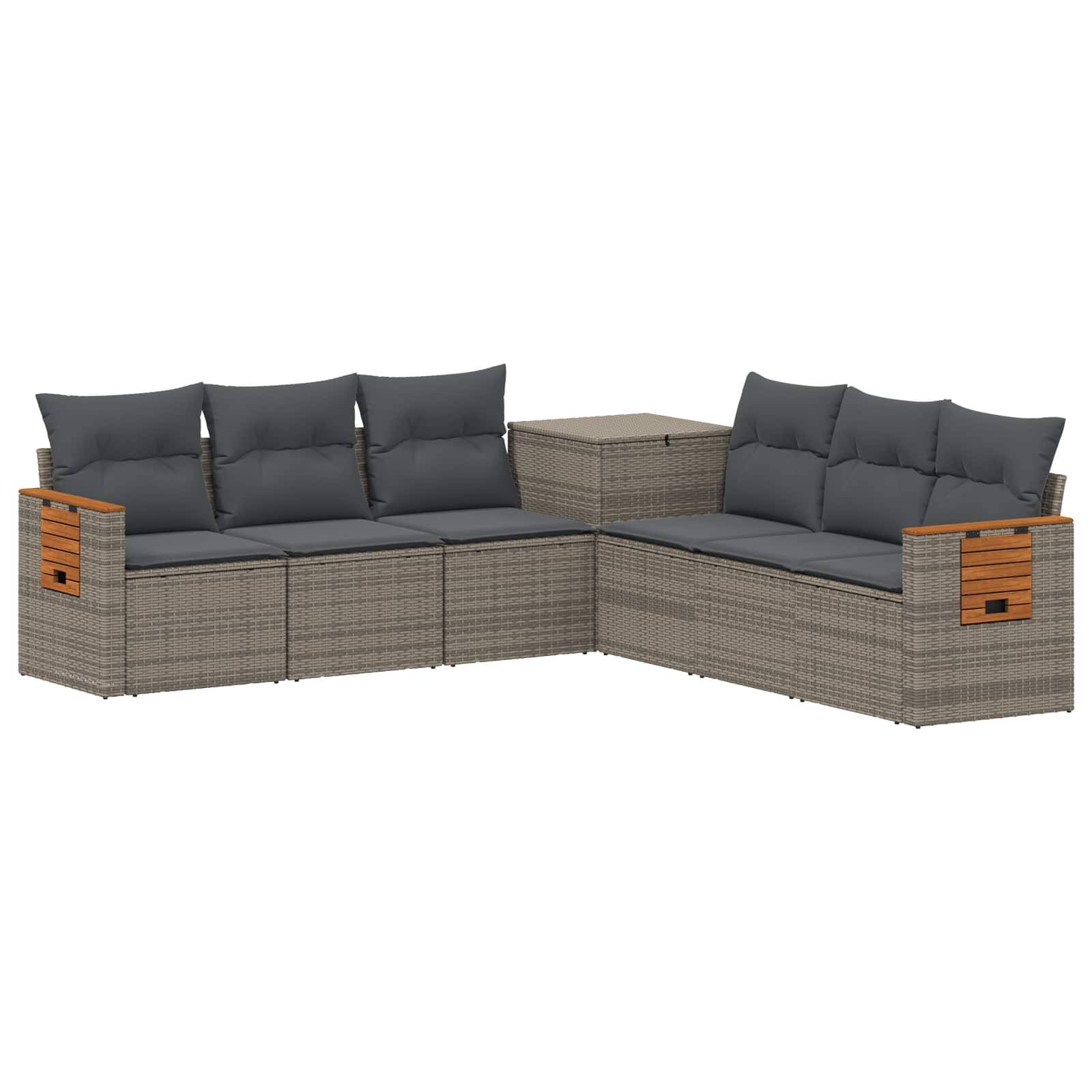 vidaXL Sofa Set 7 pcs Grau und Dunkelgrau Polyrattan und Stahl