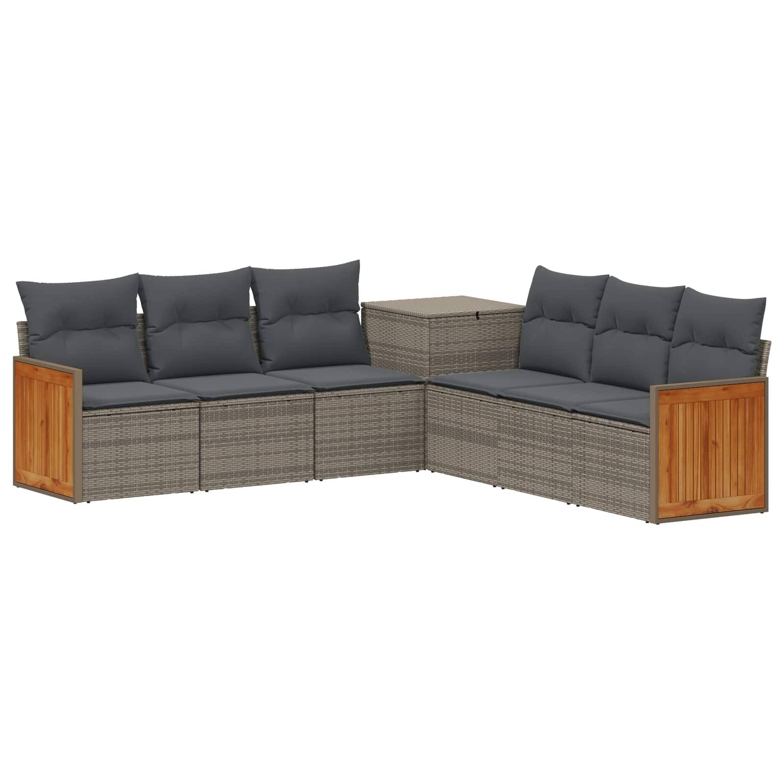 vidaXL Sofa Set 7 pcs Grau und Dunkelgrau Polyrattan und Stahl