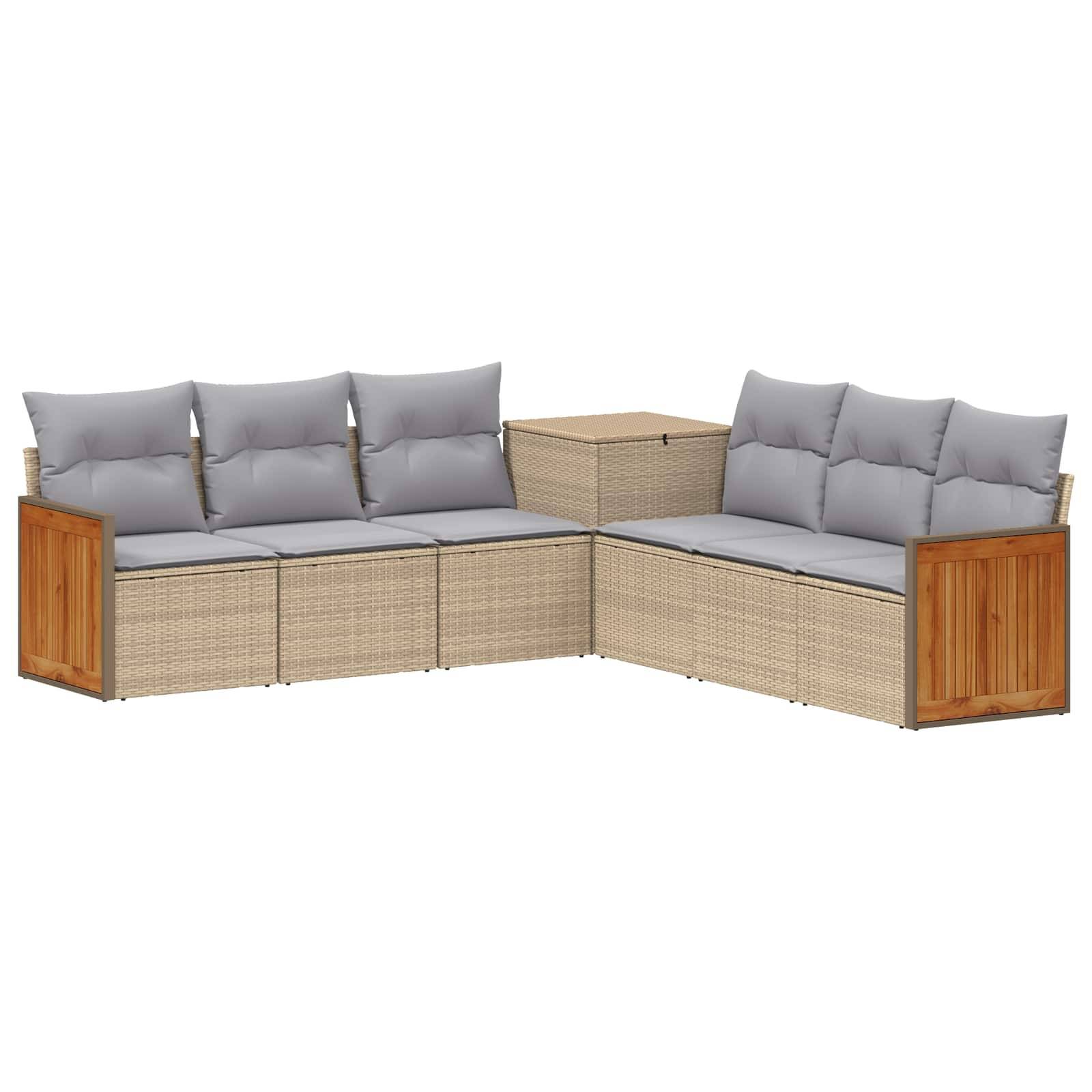 vidaXL Sofa Set 7 pcs Beige und Hellgrau Polyrattan und Stahl