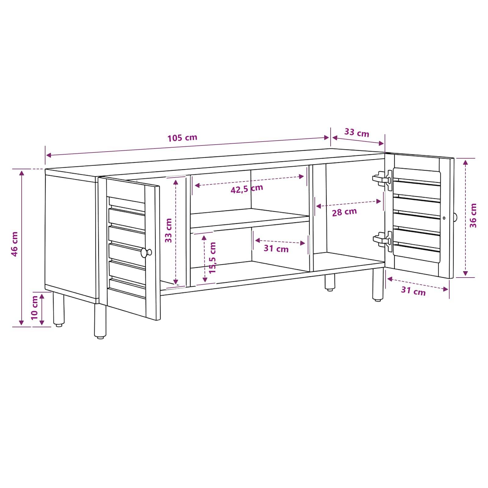 vidaXL Stauraumschränke Natur 105 x 33 x 46 cm Massivholz Mango