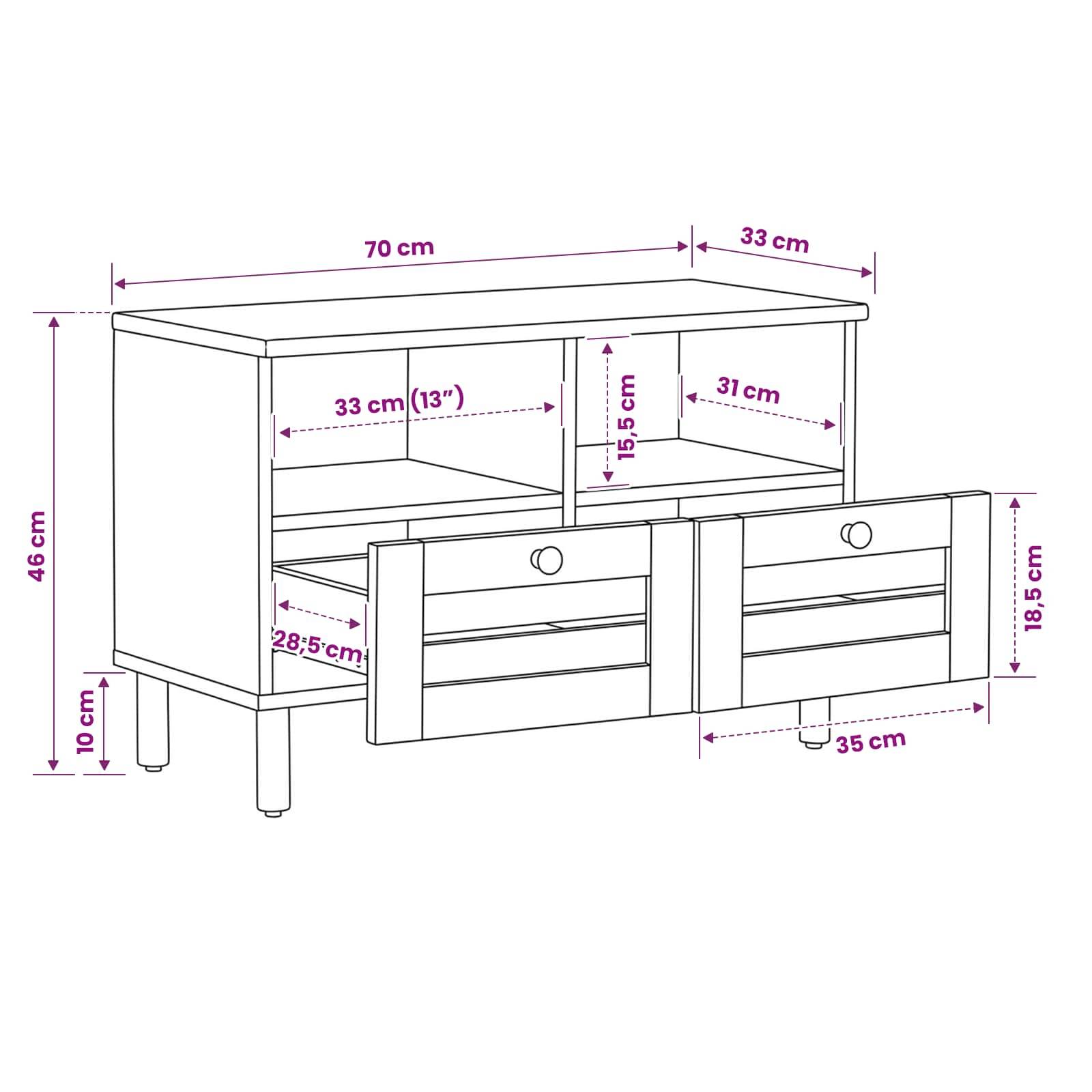 vidaXL Stauraumschränke Natur 70 x 33 x 46 cm Massivholz Mango