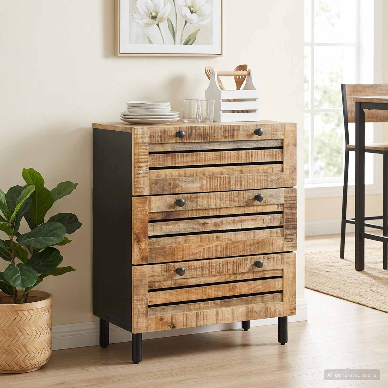 vidaXL Stauraumschränke 60 x 33 x 75 cm Massivholz Mango Natur