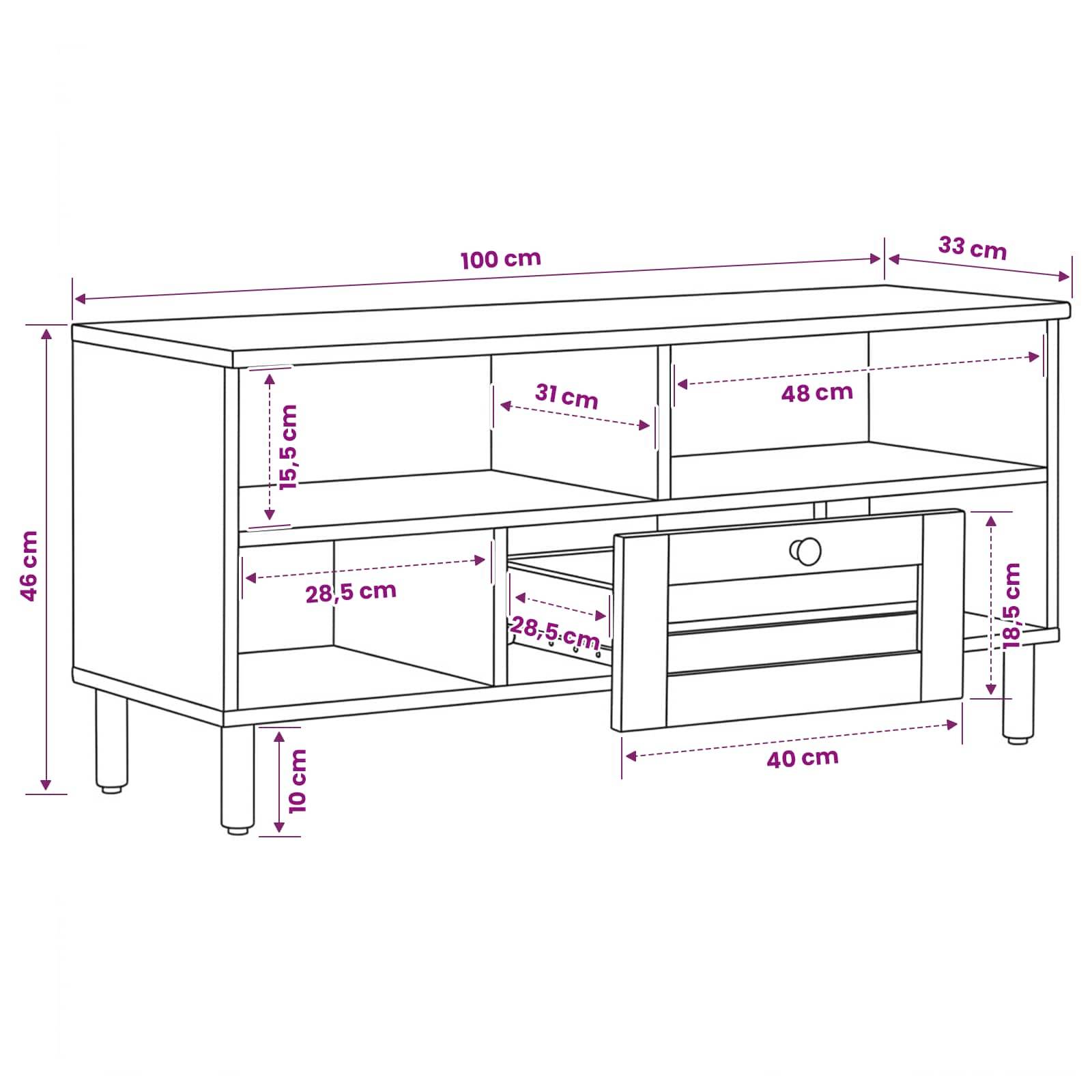 vidaXL Stauraumschränke Natur 100 x 33 x 46 cm Massivholz Mango
