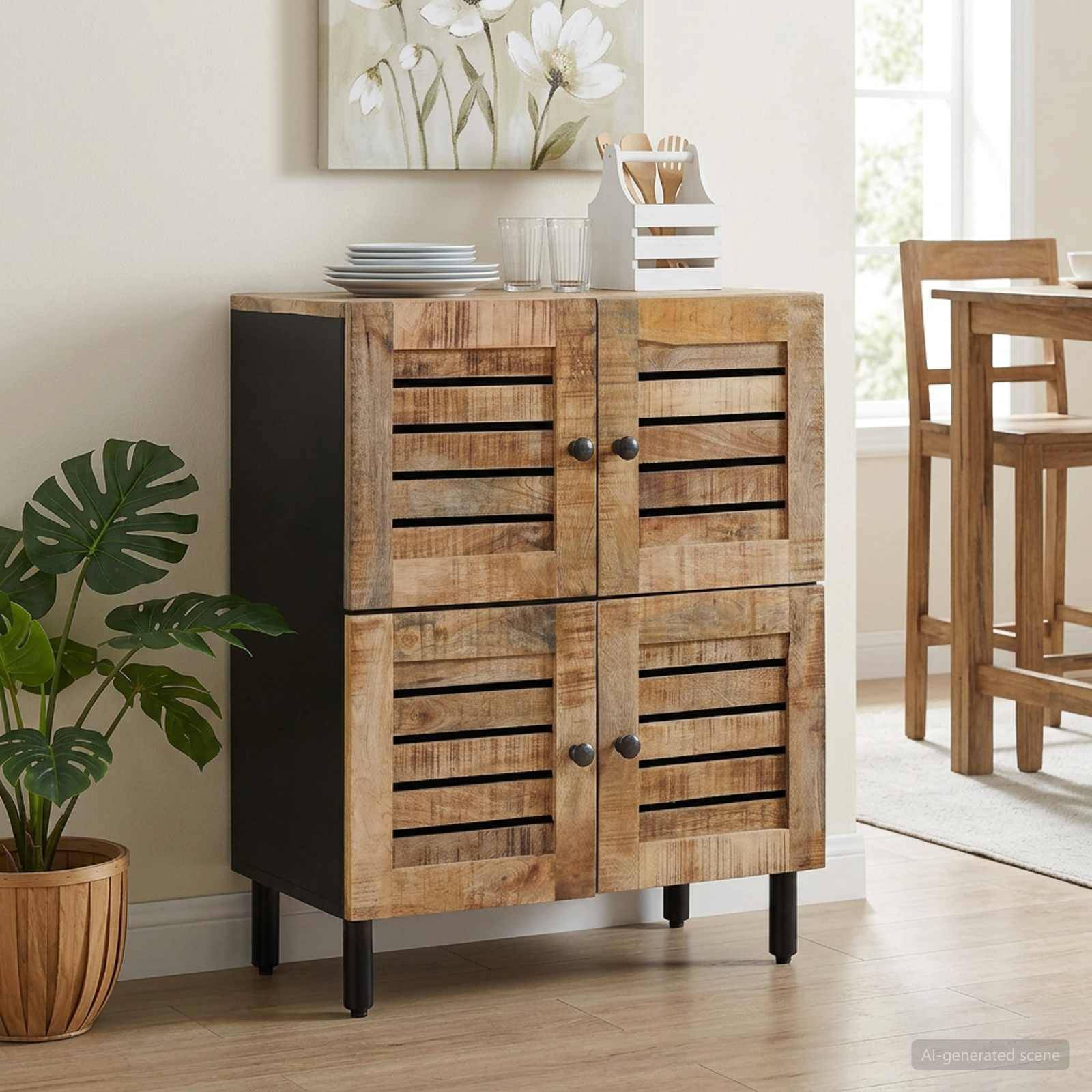 vidaXL Stauraumschränke Natur 60 x 33 x 75 cm Massivholz Mango