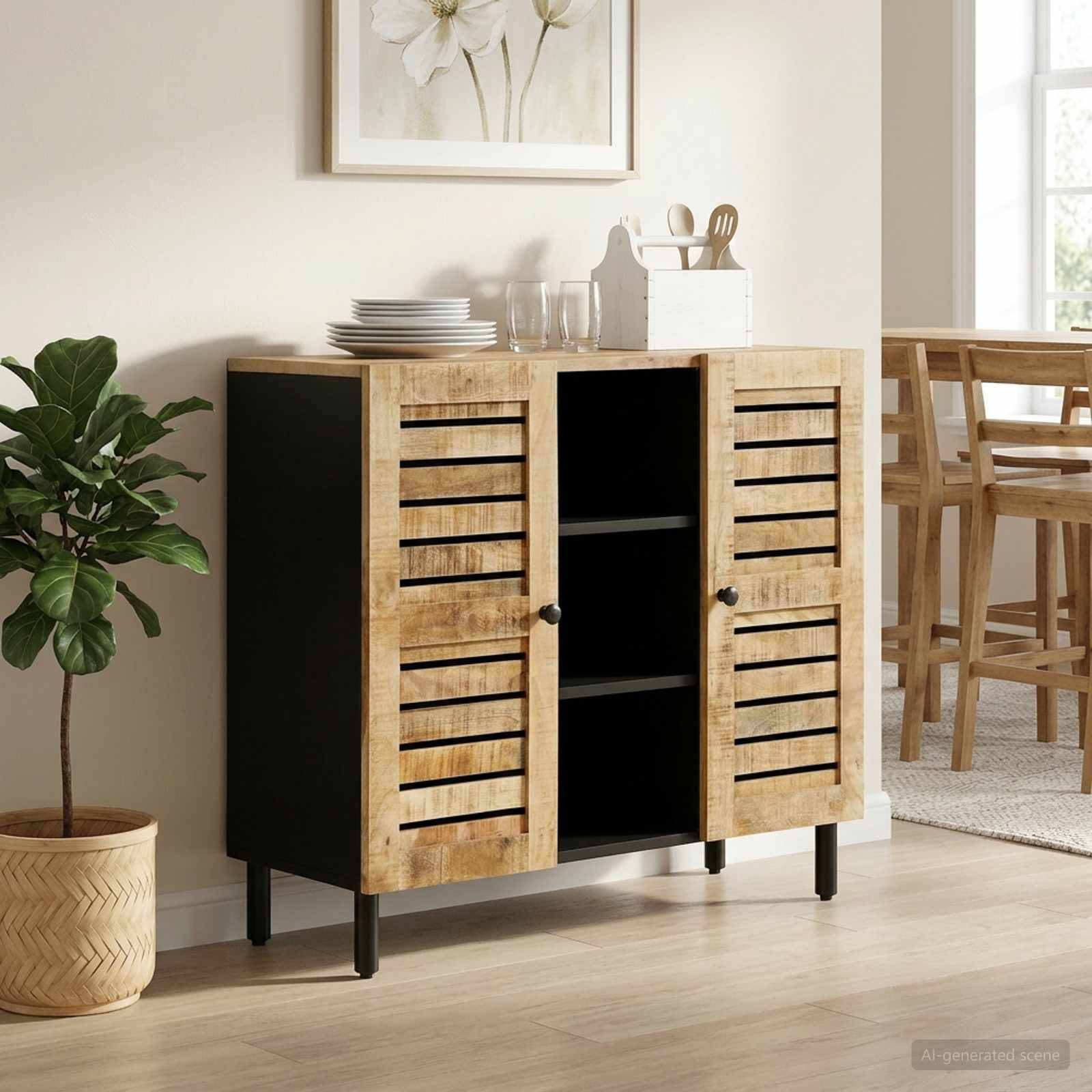 vidaXL Stauraumschränke Natur 90 x 33 x 75 cm Massivholz Mango