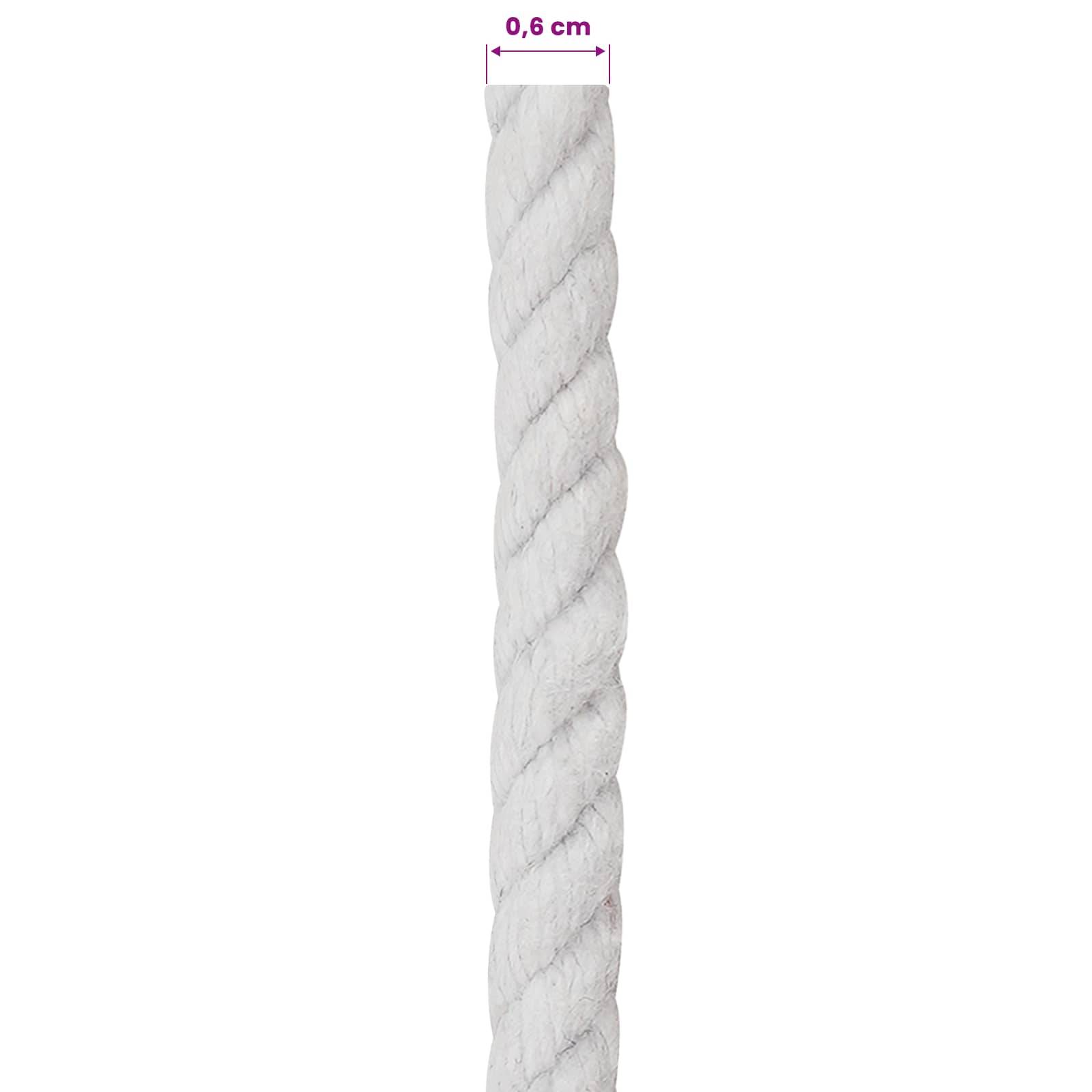 vidaXL Seil Weiß 0,6 x 0,6 x 2500 cm Baumwolle