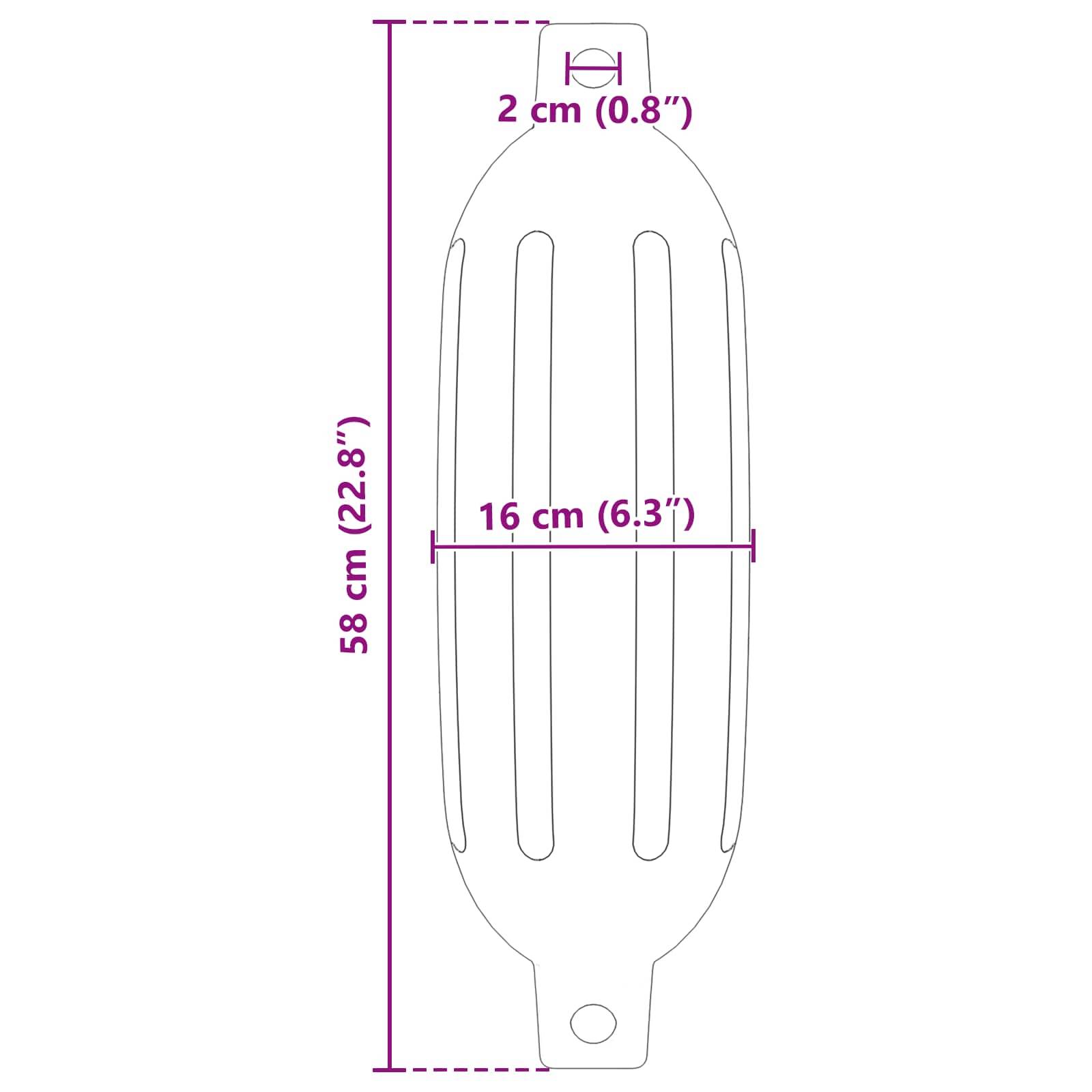 vidaXL Bootsfender 2 Stk. Ø 16 x 58 cm Blau PVC