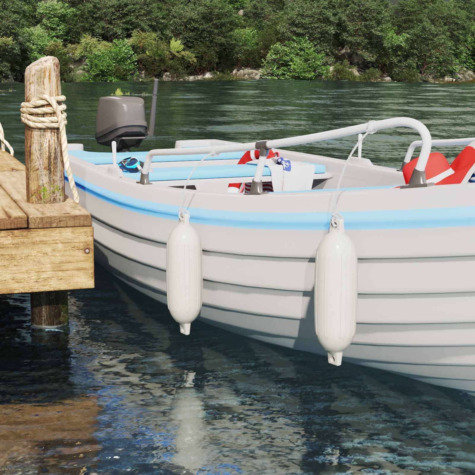vidaXL Bootsfender 2 Stk. Ø 14 x 50 cm Weiß PVC
