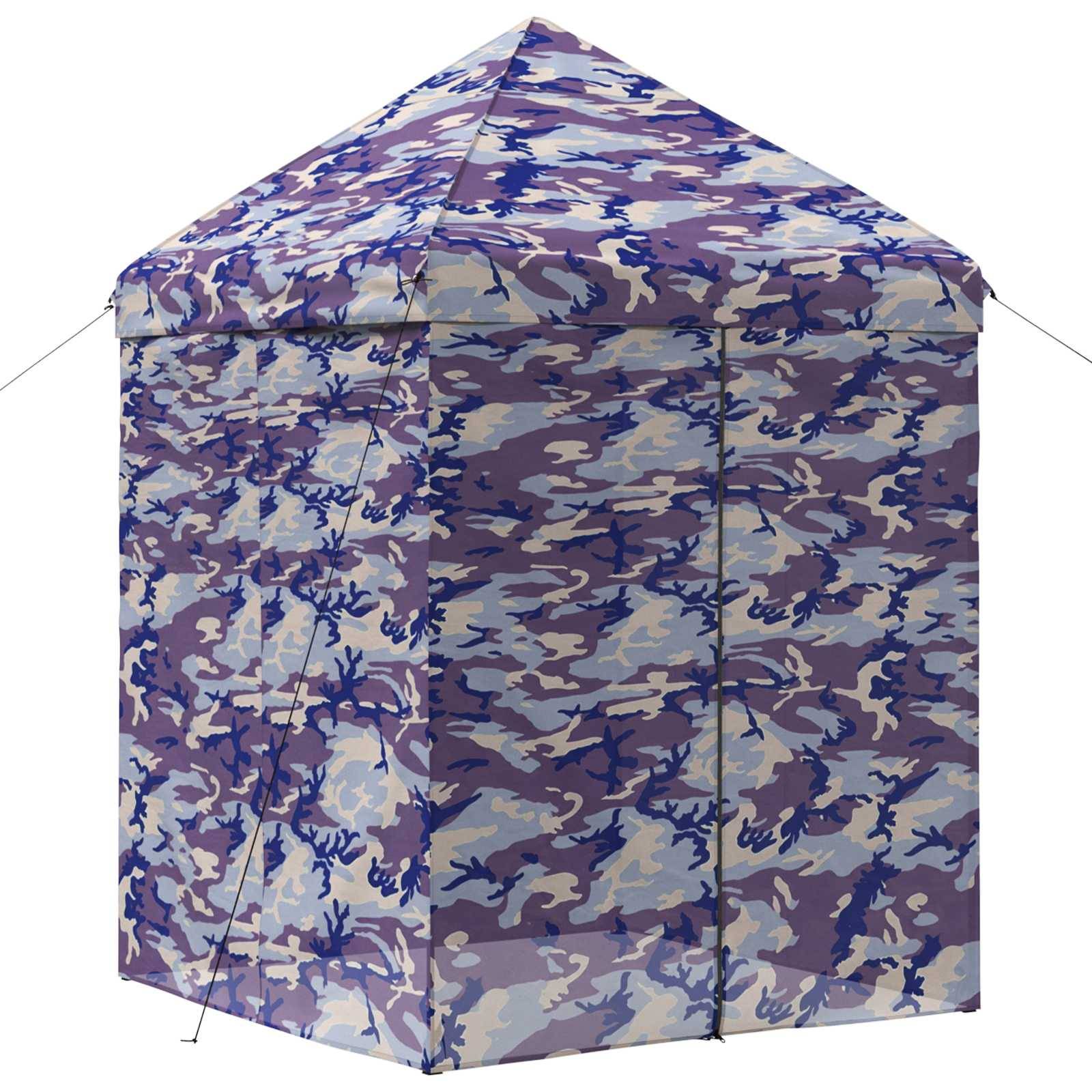 vidaXL Pop-up Pavillon mit 4 Seitenwänden 2 x 2 m Blaue Camouflage