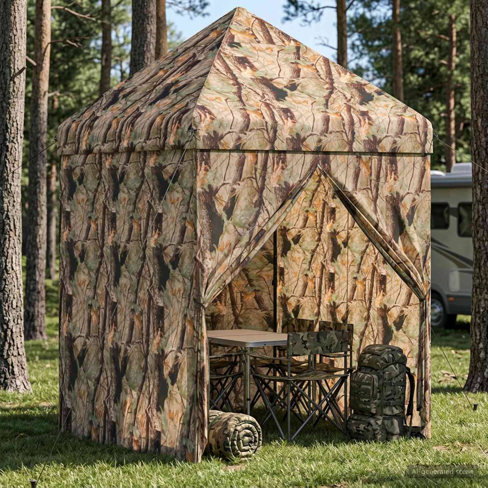 vidaXL Pop-up Pavillon mit 4 Seitenwänden 3 x 3 m Wald-Tarnfarbe