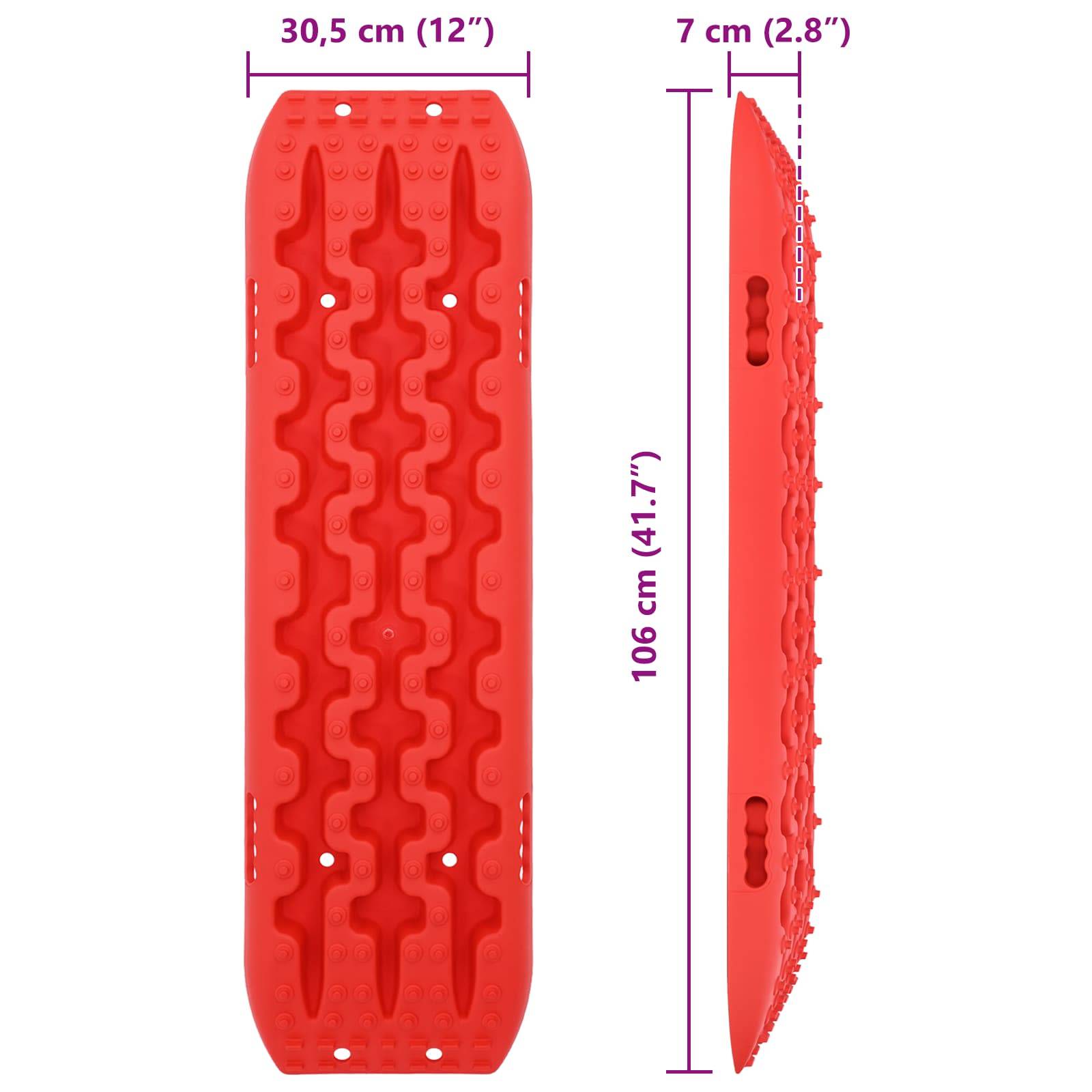 vidaXL Traktionsplatte 2 pcs Rot 106 x 30,5 x 7 cm Verstärktes Nylon