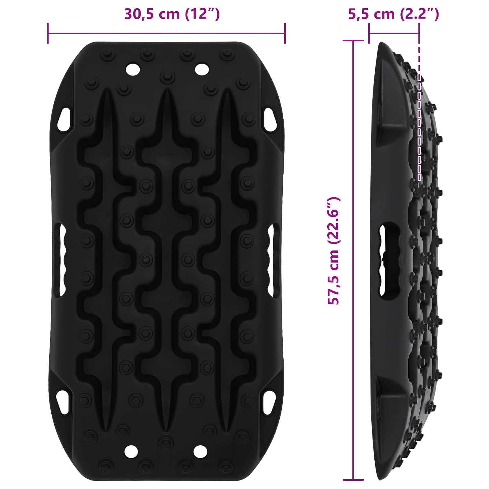 vidaXL Traktionsplatte 2 pcs Schwarz 57,5x30,5x5,5 cm