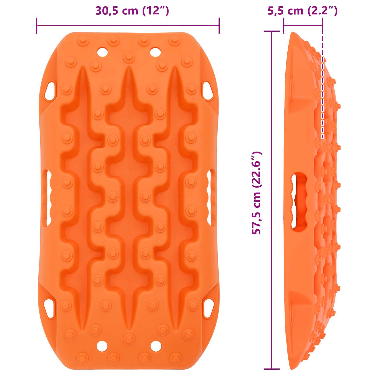 vidaXL Traktionsplatte 2 pcs Orange 57,5x30,5x5,5 cm Verstärktes Nylon
