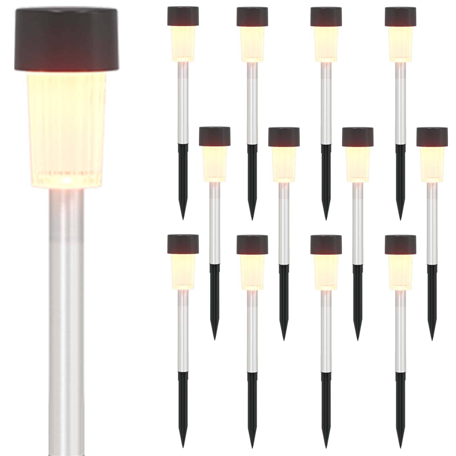 vidaXL Außen Solarlichter mit Erdnagel 12 pcs Warmes Weiß 29,5 cm