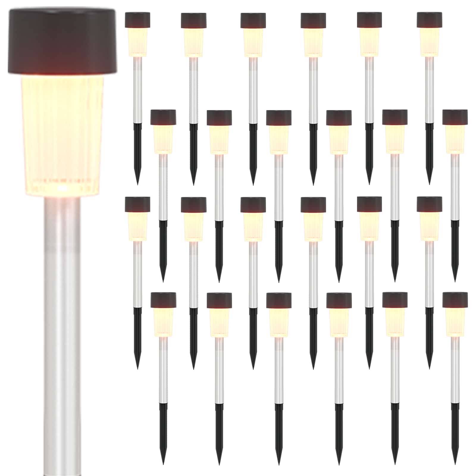 vidaXL Außen Solarlichter mit Erdnagel 24 pcs Warmes Weiß 29,5 cm
