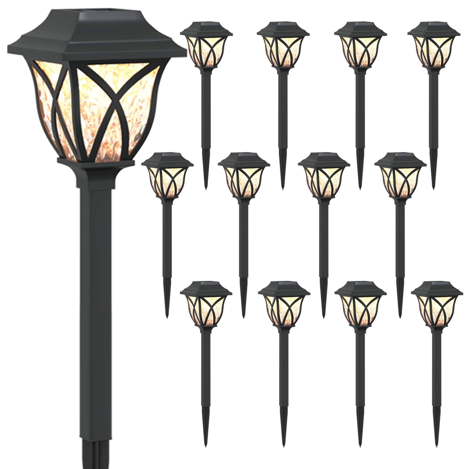vidaXL Außen Solarlichter mit Erdnagel 12 pcs Warmes Weiß 42 cm PP