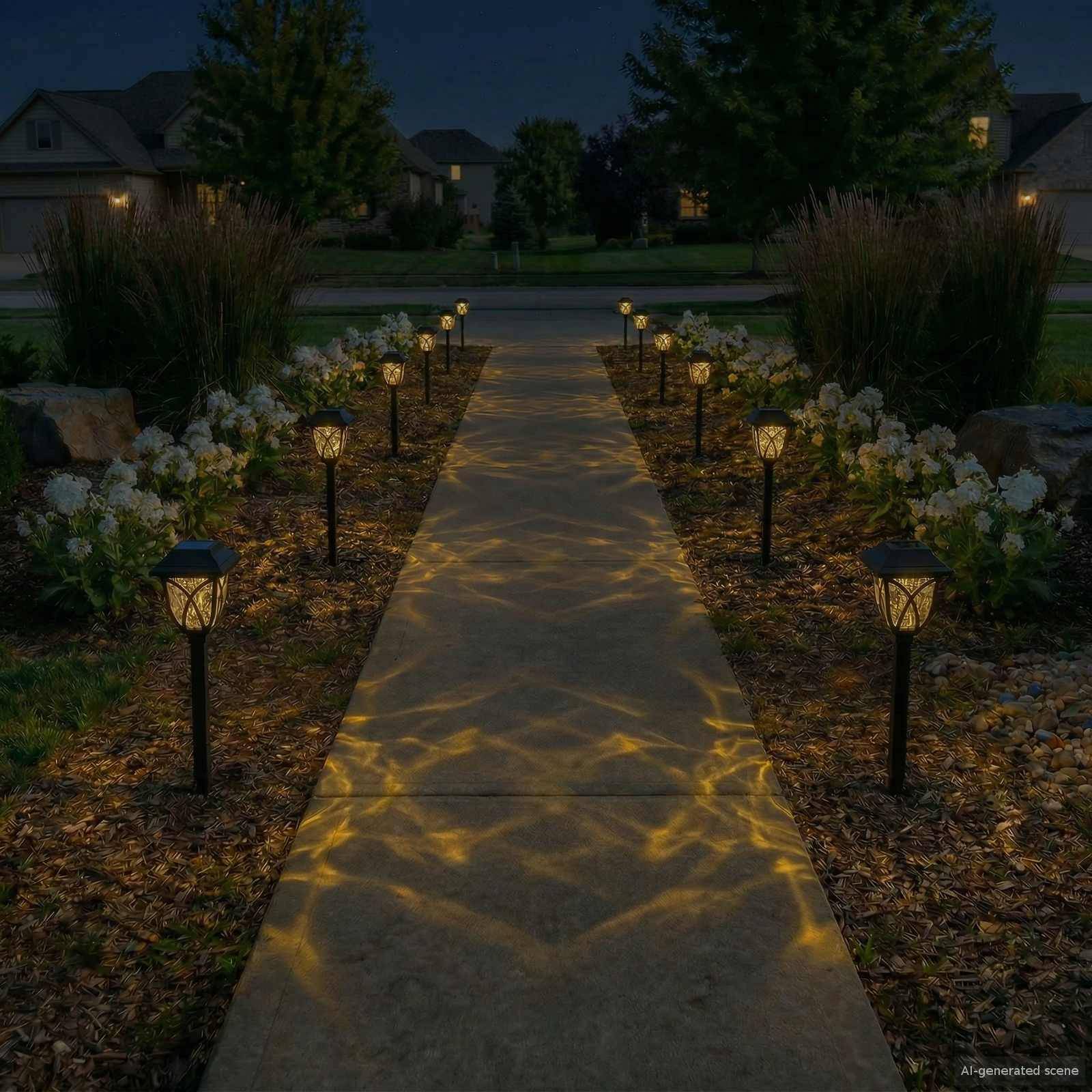 vidaXL Außen Solarlichter mit Erdnagel 12 pcs Warmes Weiß 42 cm PP