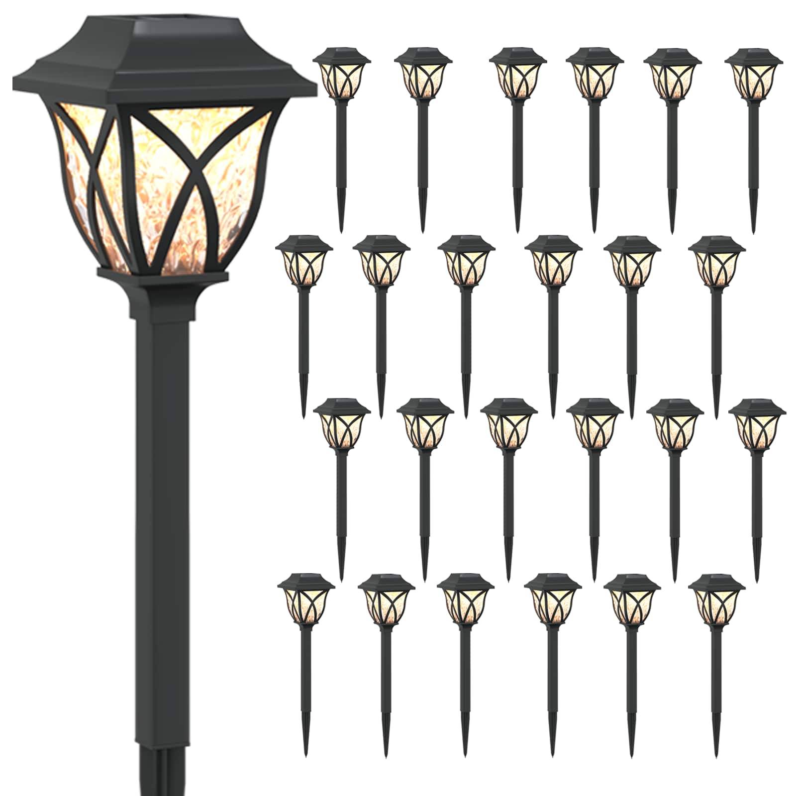 vidaXL Außen Solarlichter mit Erdnagel 24 pcs Warmes Weiß 42 cm PP