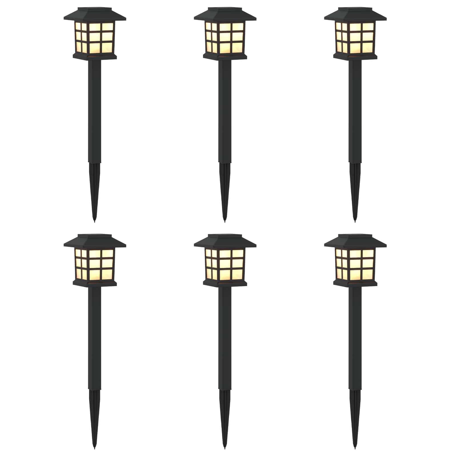 vidaXL Außen Solarlichter mit Erdnagel 6 pcs Warmes Weiß 38,5 cm PP