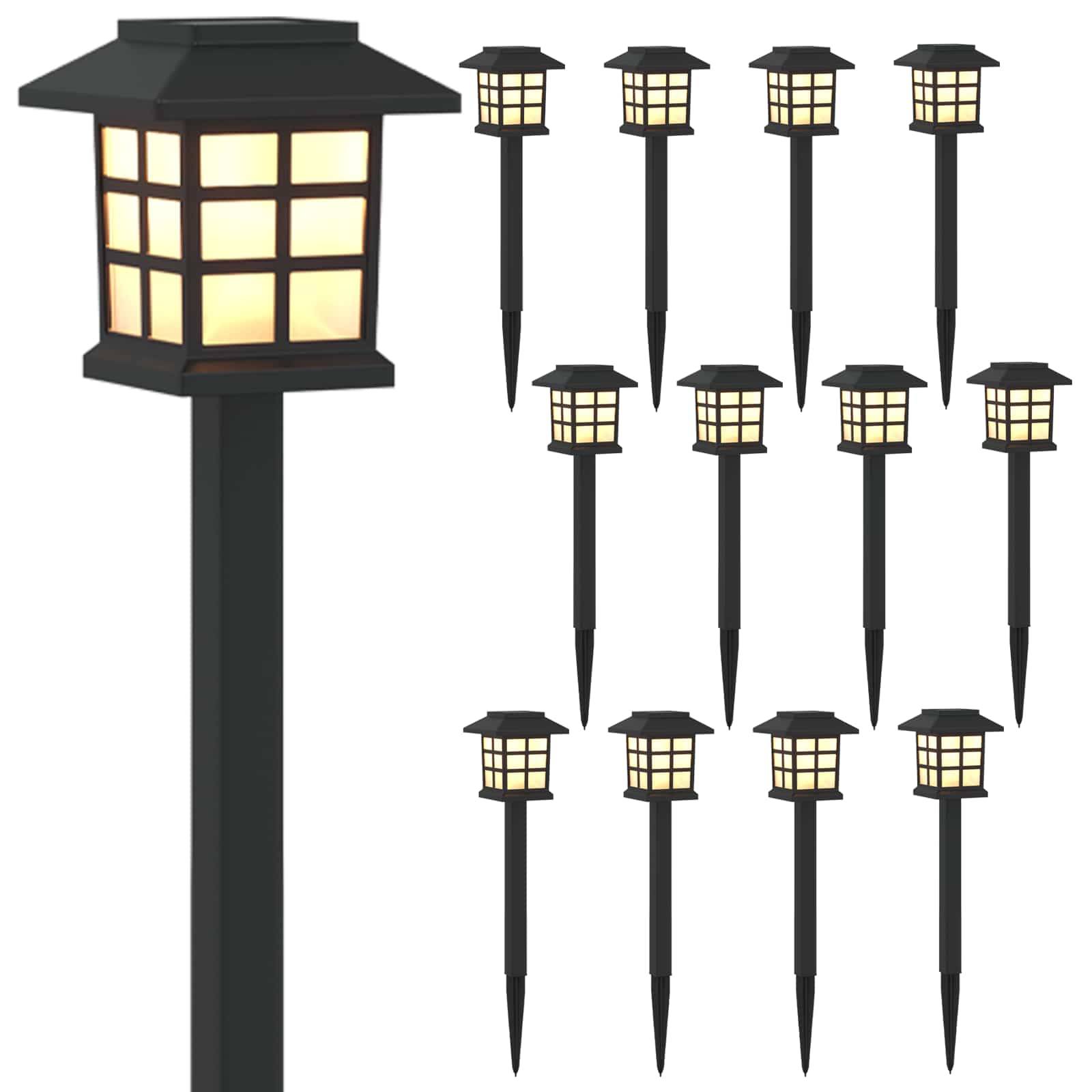 vidaXL Außen Solarlichter mit Erdnagel 12 pcs Warmes Weiß 38,5 cm PP