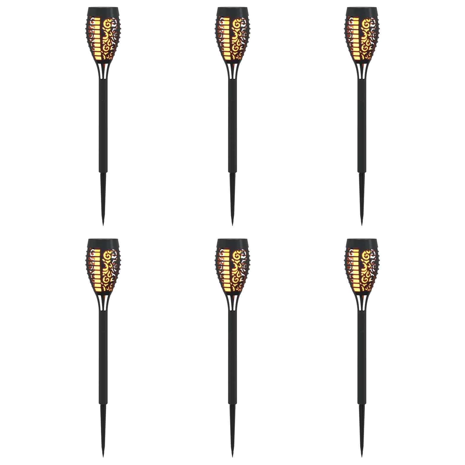 vidaXL Außen Solarlichter mit Erdnagel 6 pcs Warmes Weiß 47,5 cm ABS