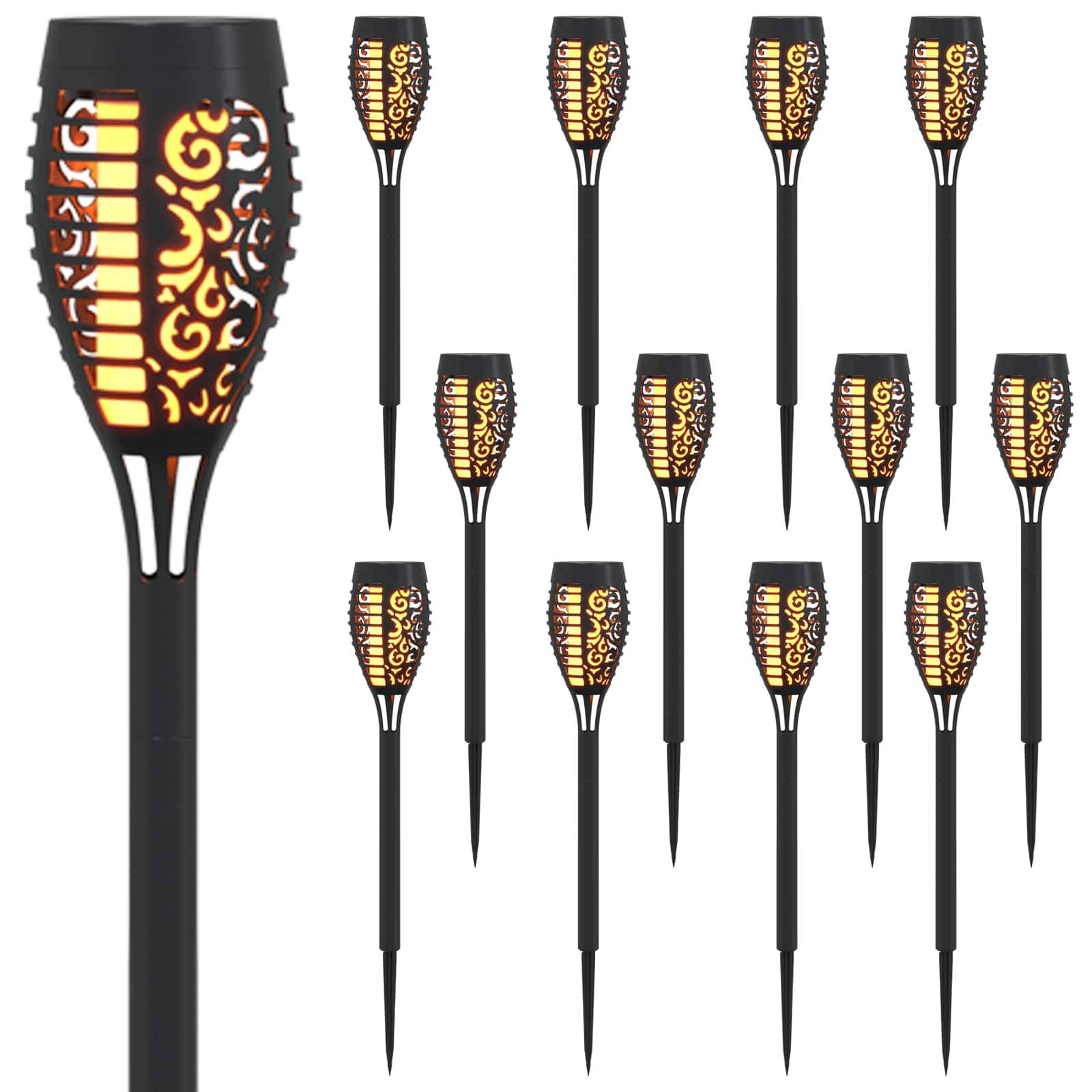 vidaXL Außen Solarlichter mit Erdnagel 12 pcs Warmes Weiß 47,5 cm ABS