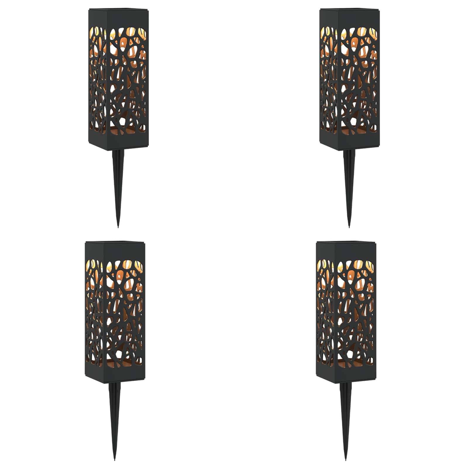 vidaXL Außen Solarlichter mit Erdnagel 4 pcs Warmes Weiß 29 cm PP
